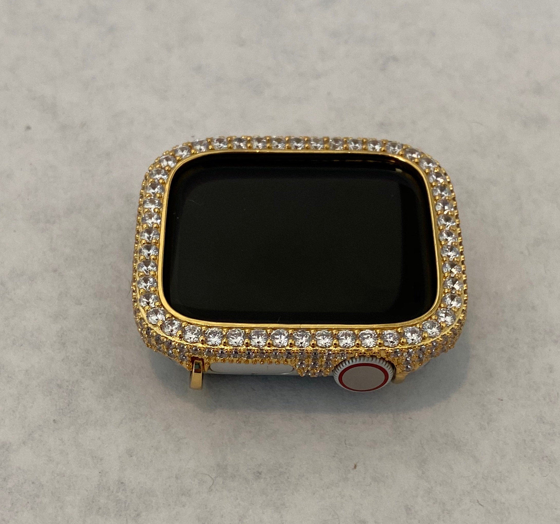 Apple Watch Cover Gold Lab Diamond Bezel For Smartwatch Sparkling Apple Watch Case 38mm-49mm Ultra Series 2-11