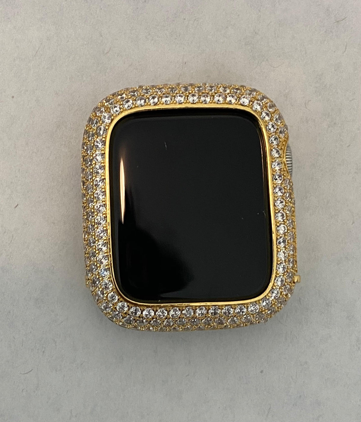Iced Out Gold Apple Watch Band Stainless Steel Swarovski Crystal & or Apple Watch Case Pave Lab Diamonds 38mm-49mm Ultra Series 10-11