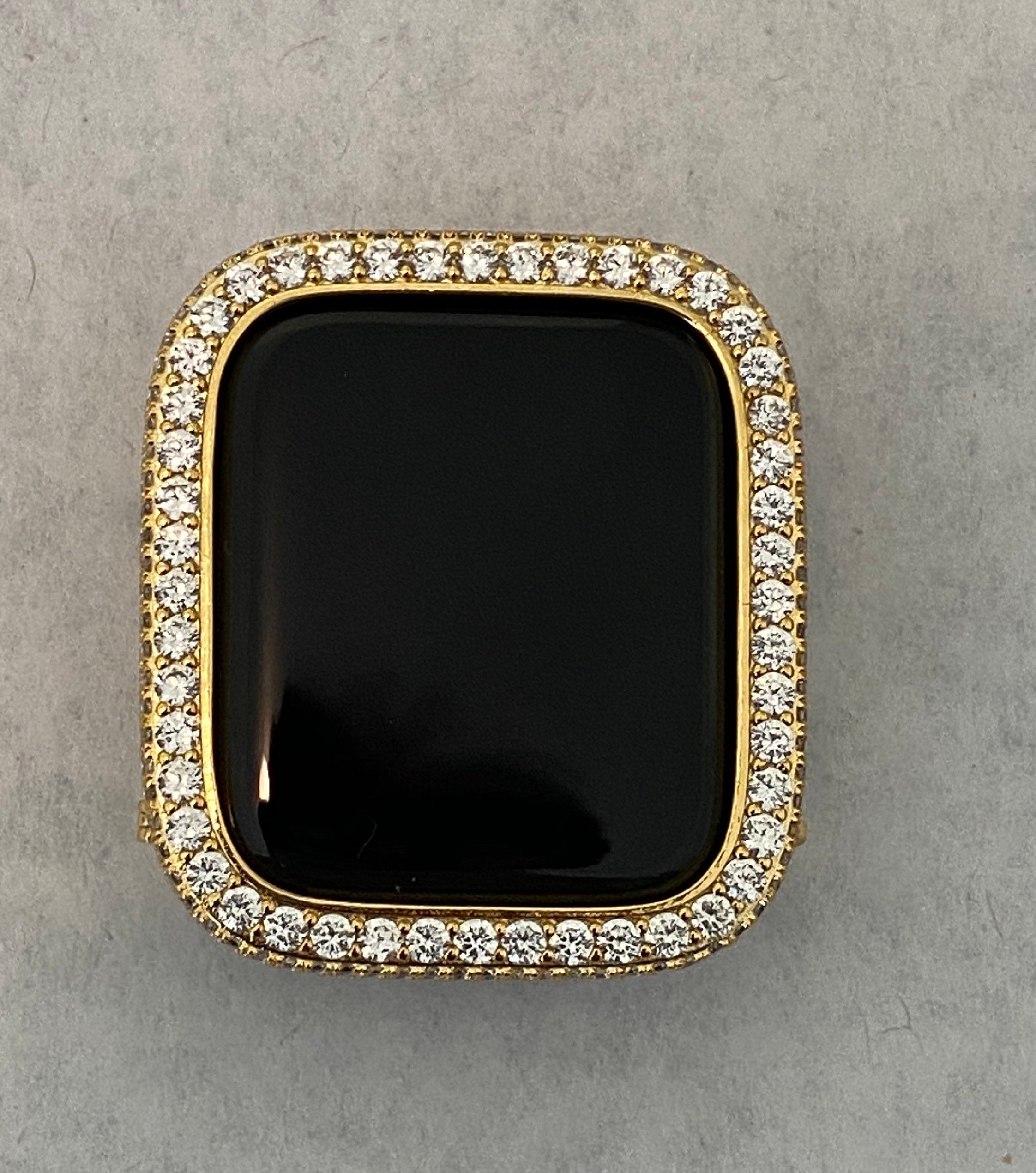 Apple Watch Cover Gold Lab Diamond Bezel Smartwatch Bumper Bling 38mm 40mm 41mm 42mm 44mm 45mm 46mm 49mm Ultra Series 2-10 SE Iwatch Case