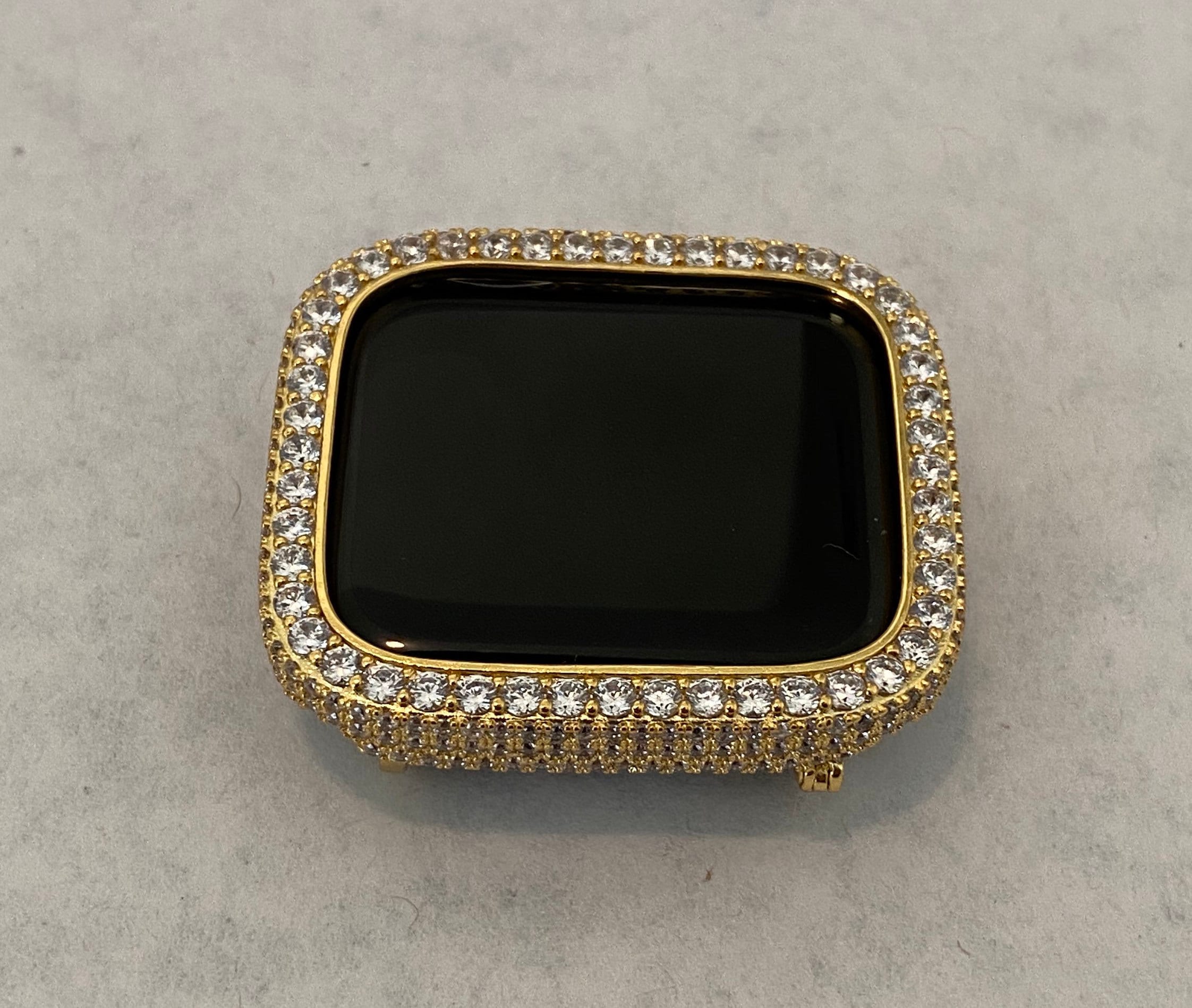 Apple Watch Cover Gold Lab Diamond Bezel Smartwatch Bumper Bling 38mm 40mm 41mm 42mm 44mm 45mm 46mm 49mm Ultra Series 2-10 SE Iwatch Case