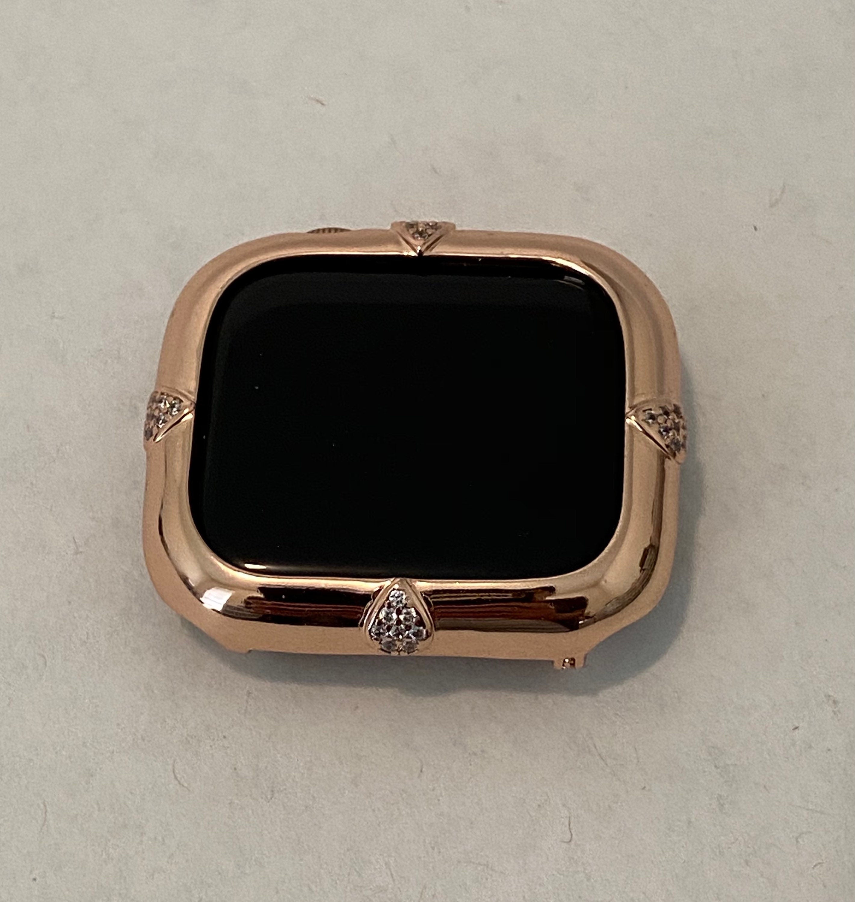 Apple Watch Bezel Cover Rose Gold with Lab Diamonds Metal Case for 40 44mm Custom Handmade Final Sale