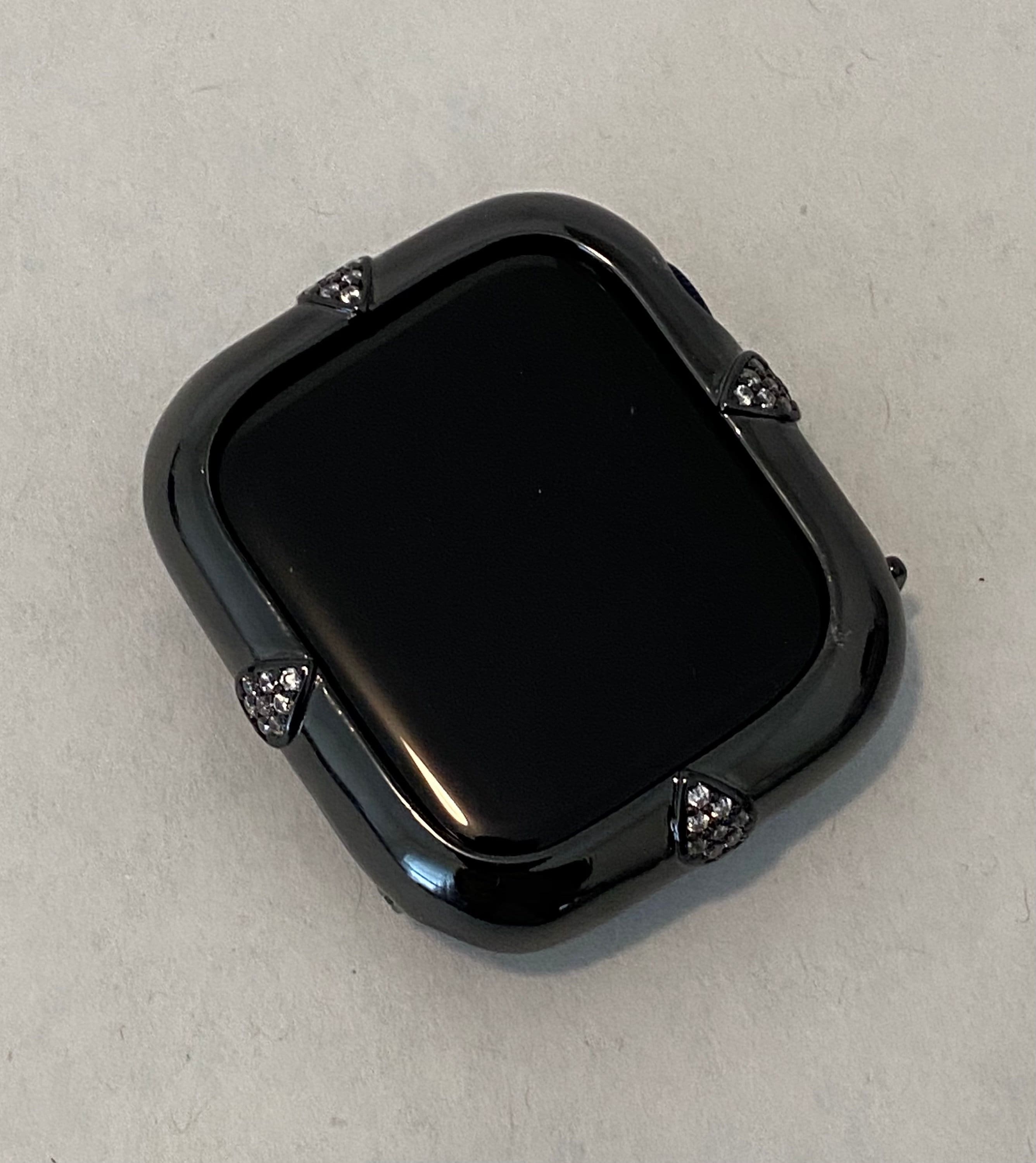 Black Apple Watch Band 38mm 40mm 42mm 44mm and or Apple Watch Cover Lab Diamond Bezel Bumper Case Iwatch Candy Bling Gift for her