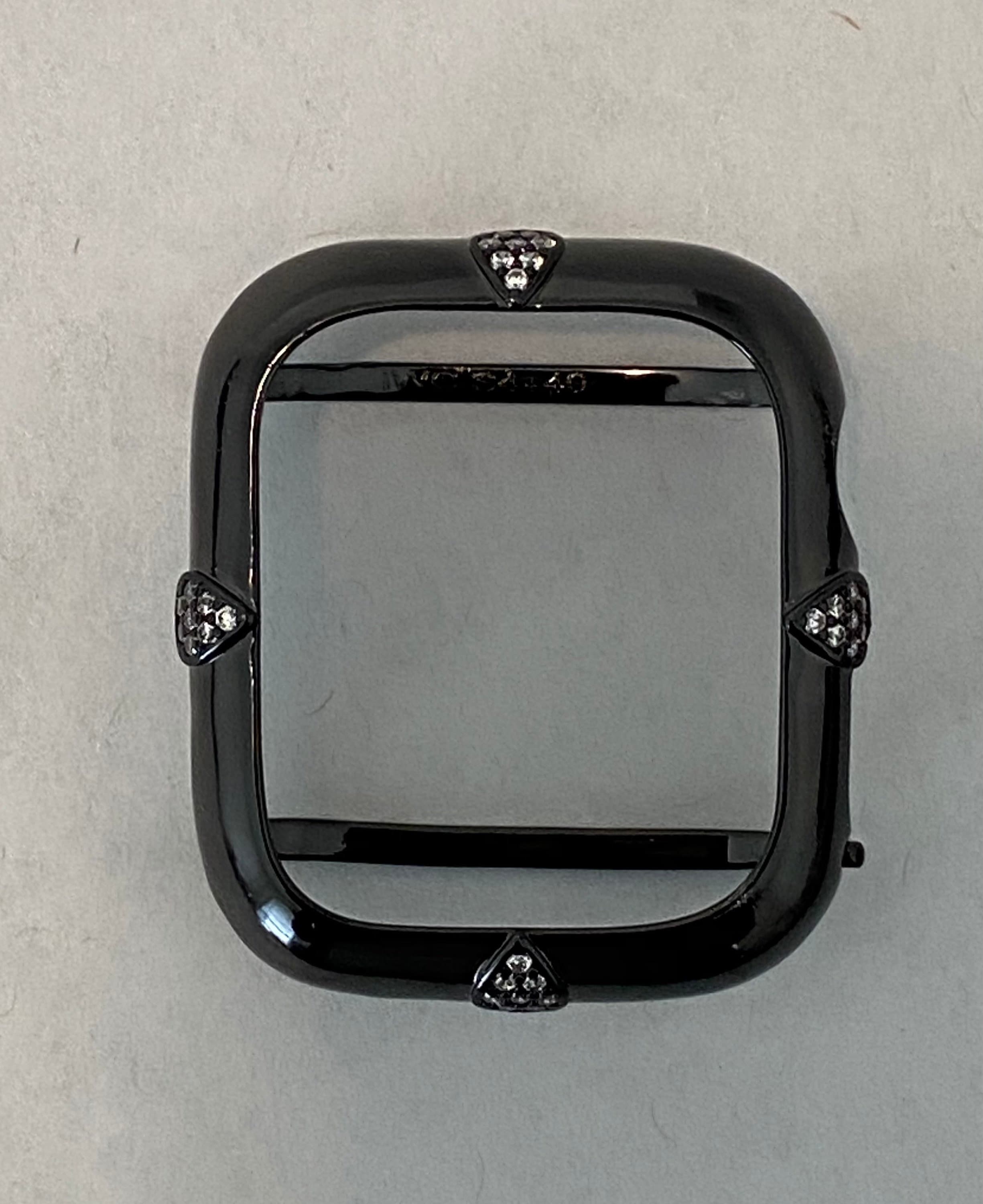 Black Apple Watch Band 38mm 40mm 42mm 44mm and or Apple Watch Cover Lab Diamond Bezel Bumper Case Iwatch Candy Bling Gift for her