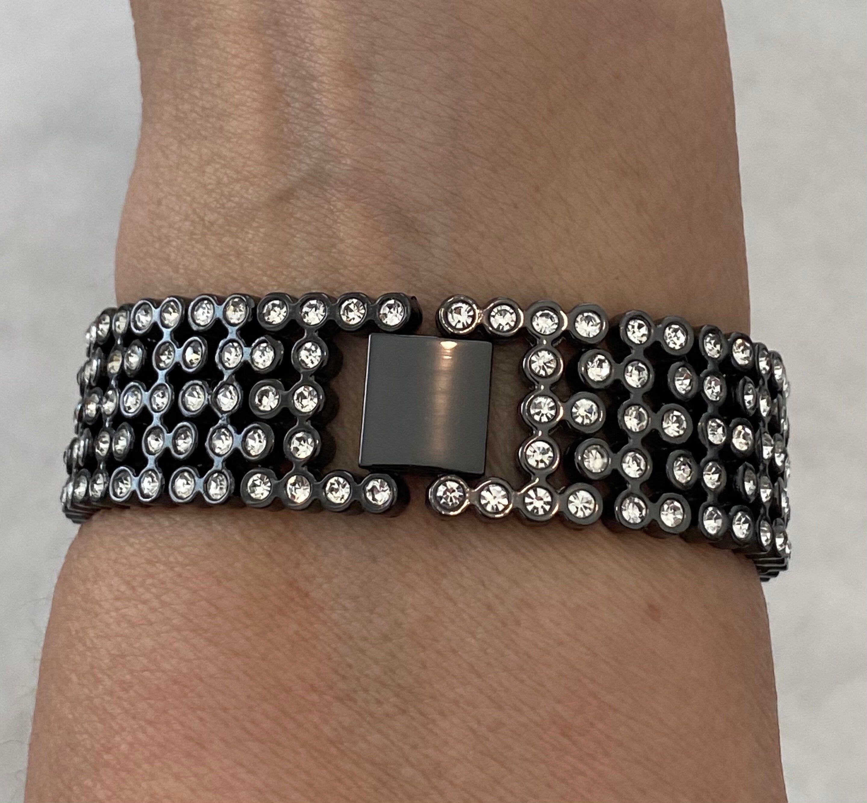 Black Apple Watch Band 38mm 40mm 42mm 44mm and or Apple Watch Cover Lab Diamond Bezel Bumper Case Iwatch Candy Bling Gift for her