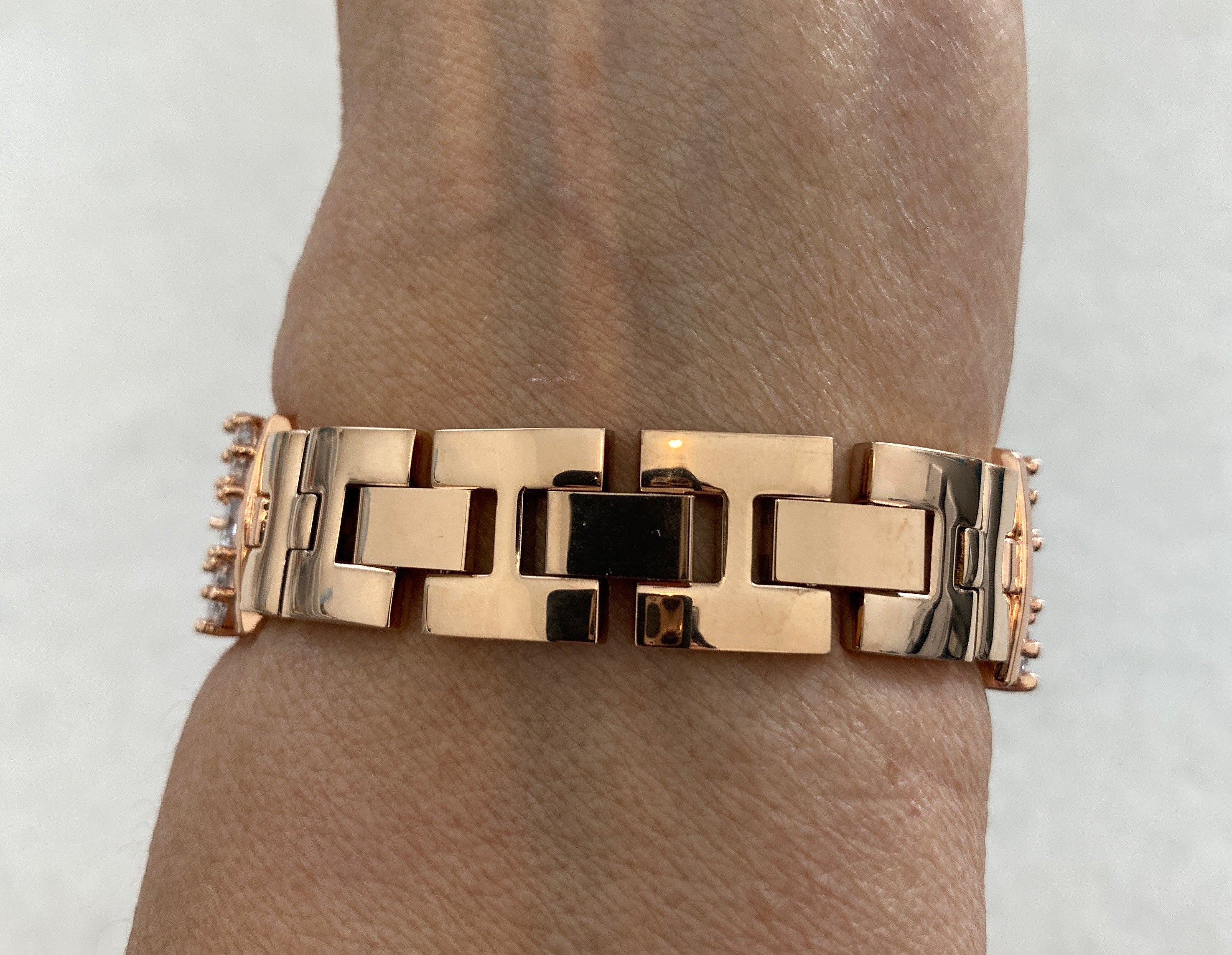 Apple Watch Band Women Rose Gold Swarovski Crystal 38mm-49mm Series 10 & or Apple Watch Cover Lab Diamond Apple Watch Bezel Bling