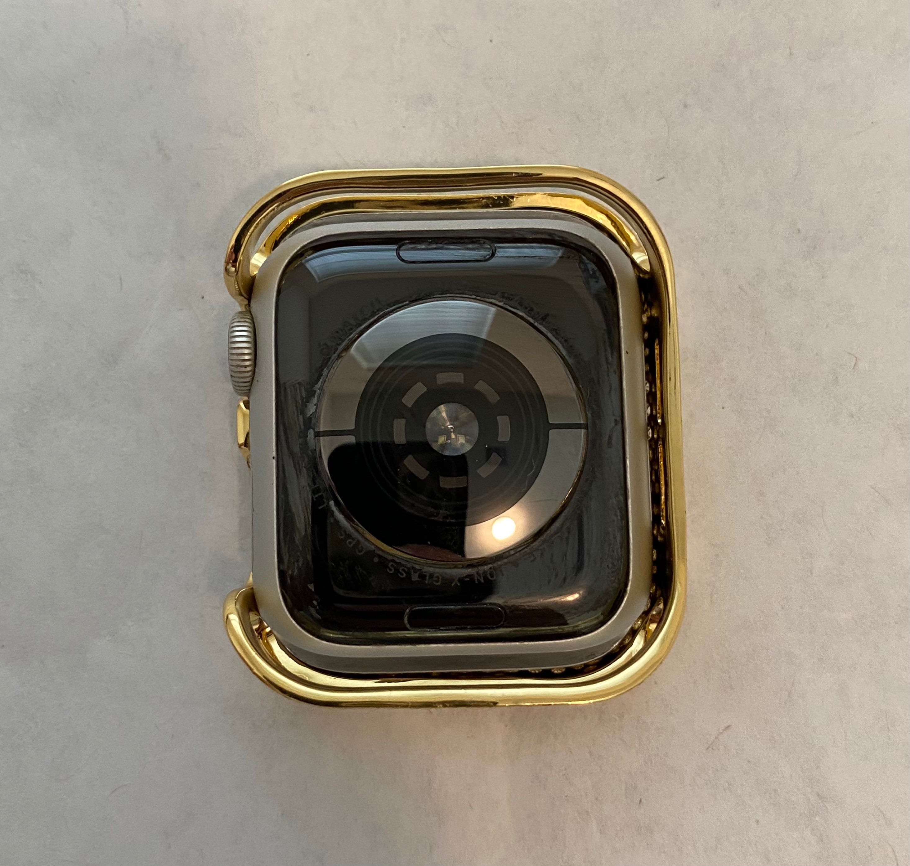 Apple Watch Case Yellow Gold Womens Swarovski Crystals IWatch Cover Bumper 42mm 44mm Series 3, 4,5,6 Iwatch Candy Bling Apple Watch Face