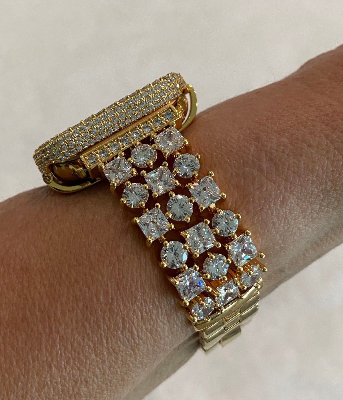 Apple Watch Band Gold Swarovski Crystals & or Apple Watch Cover Lab Diamond Bezel Apple Watch Case Smartwatch Bumper 38mm-49mm Ultra Bling