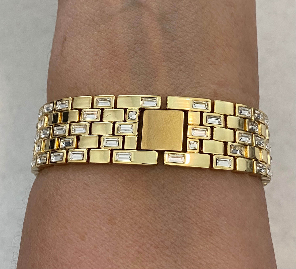 Gold Apple Watch Band Womens Swarovski Crystal Baguettes 38mm 40mm 41mm 42mm 44mm 45mm & or Apple Watch Cover Lab Diamonds Smartwatch Case