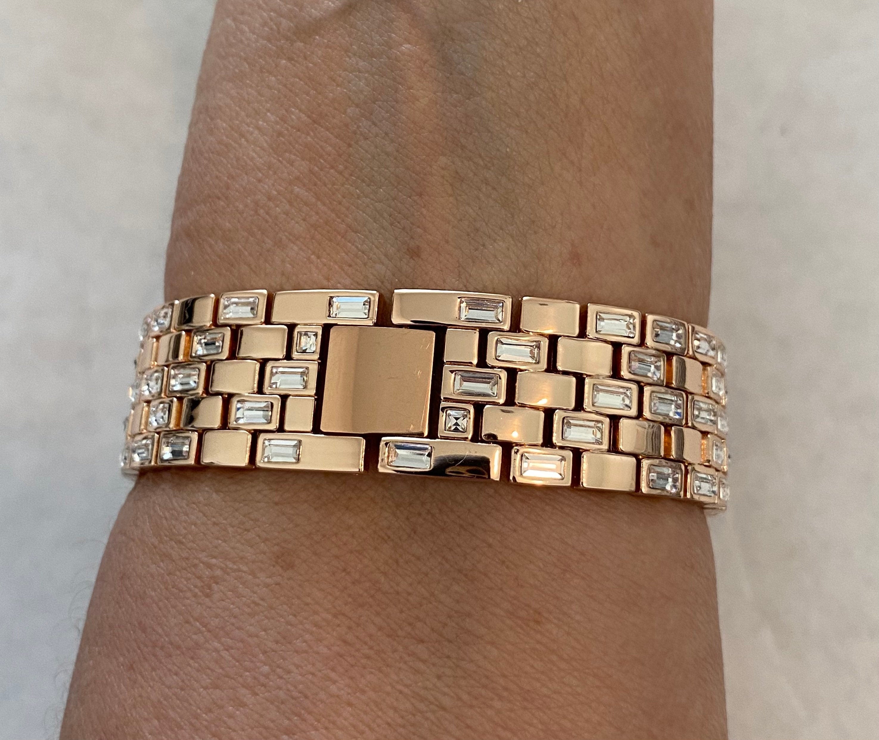 Apple Watch Band 41mm Rose Gold Crystal Baguettes 40mm-45mm & or Apple Watch Cover Lab Diamond Bezel Smartwatch Case Iwatch Candy