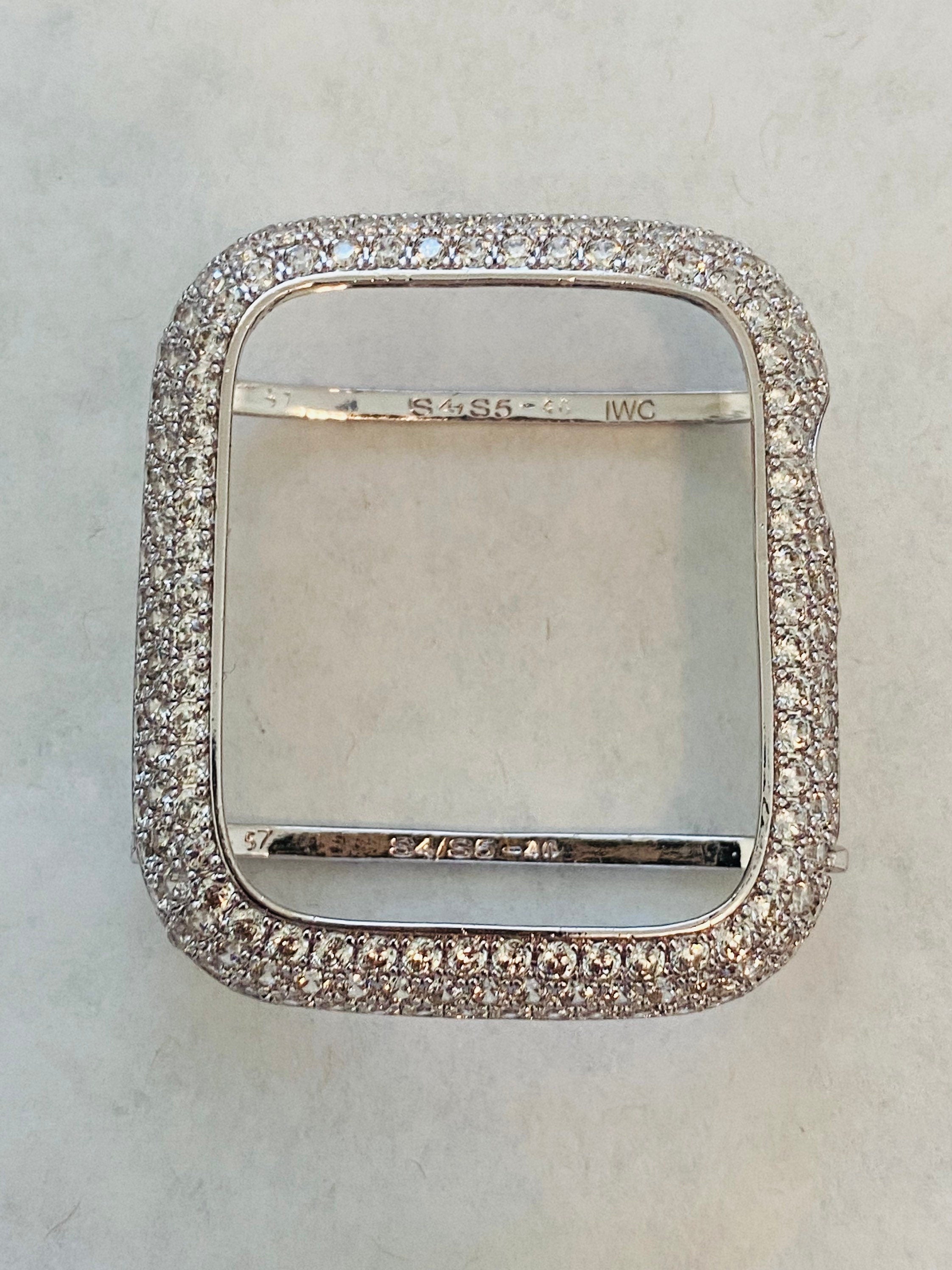 Apple Watch Band Stainless Steel Silver Swarovski Crystals & or Apple Watch Cover Lab Diamond Bezel Iphone Watch Case 38mm-49mm Ultra