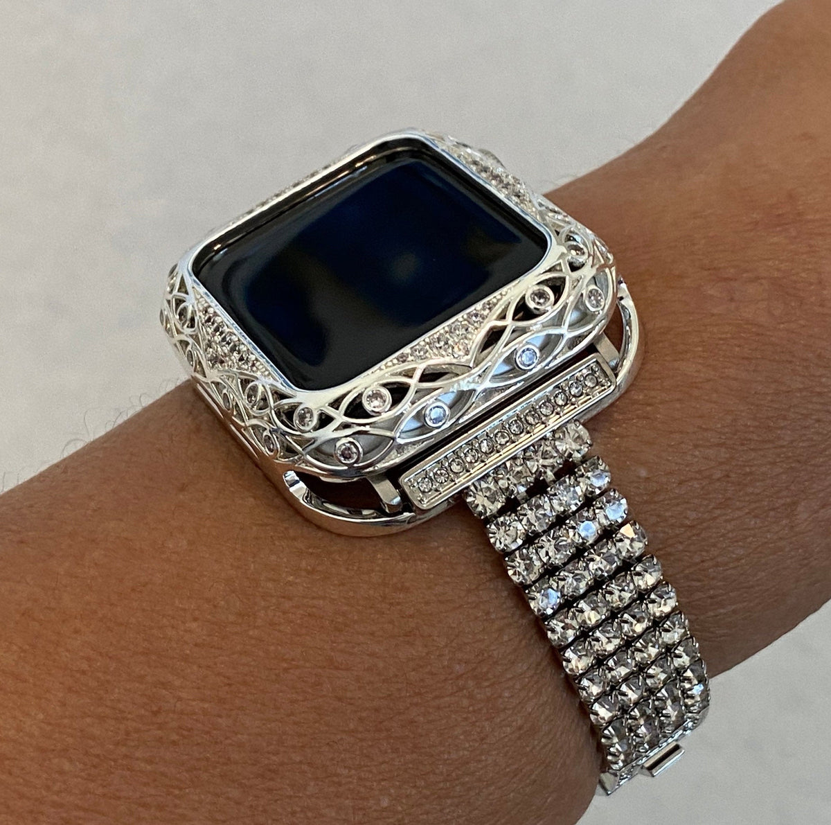 Series 10-11 Apple Watch Band Women's Silver & or Swarovski Crystal Apple Watch Case Bumper 38mm-46mm Iphone Watch Cover Iwatch Candy
