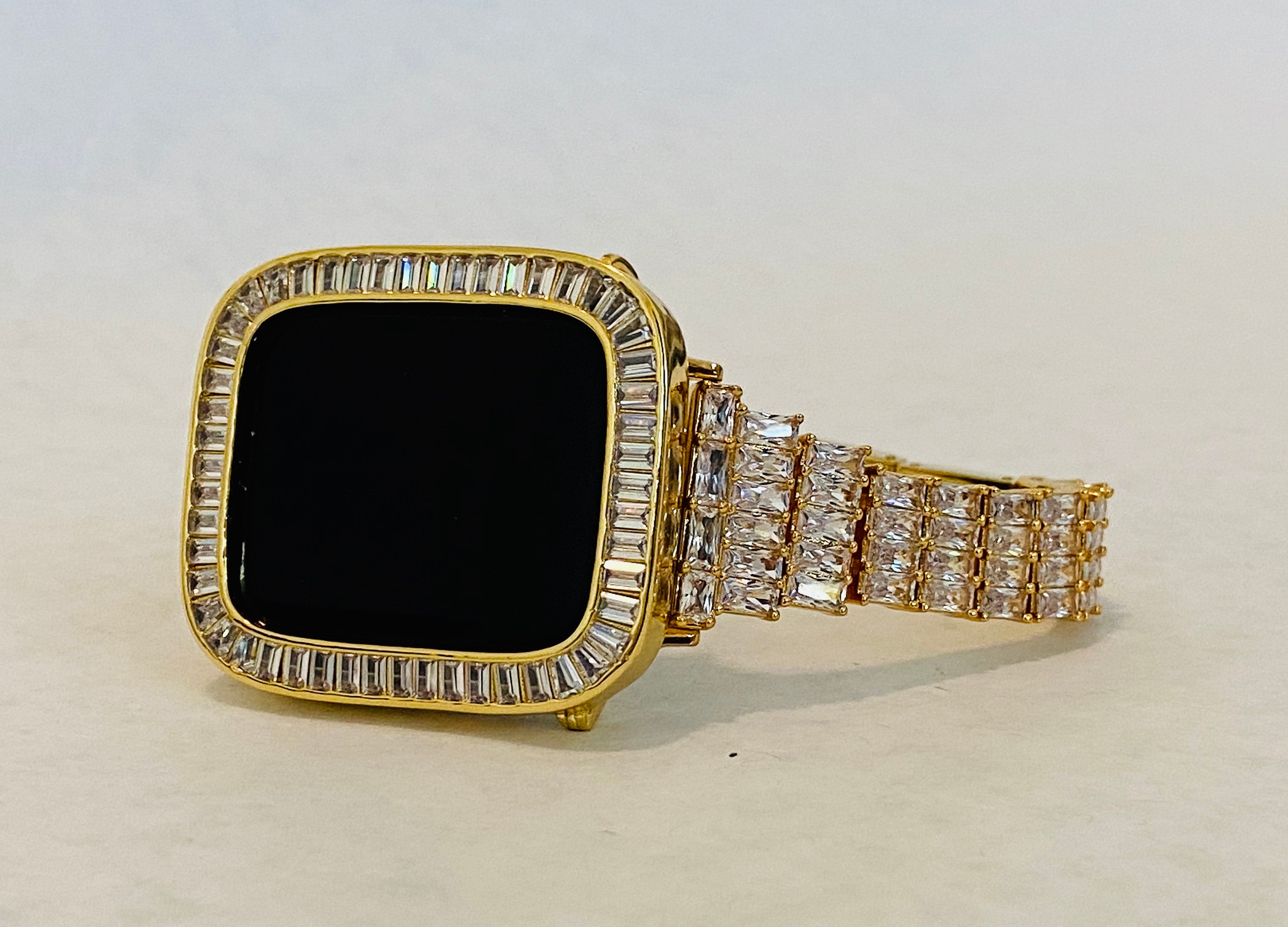 Gold Apple Watch Band 40mm Woman Silver & or Lab Diamond Bezel Cover 38mm 42mm 44mm Iwatch Bling Custom Handmade