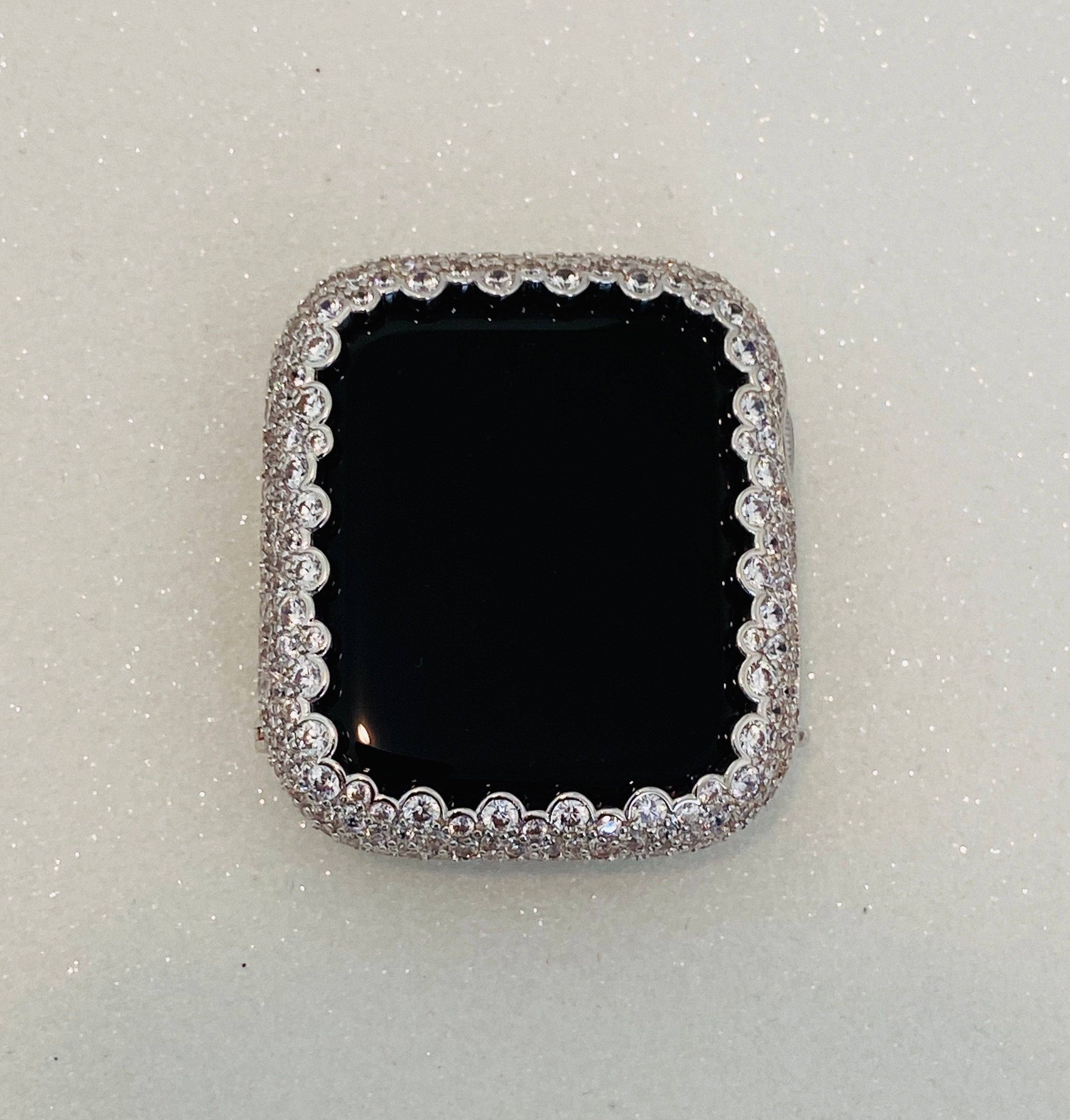 White Gold Apple Watch Band 49mm Ultra 41mm 45mm Swarovski Crystals & or Apple Watch Case Lab Diamond Bezel Bumper Cover Iwatch Candy