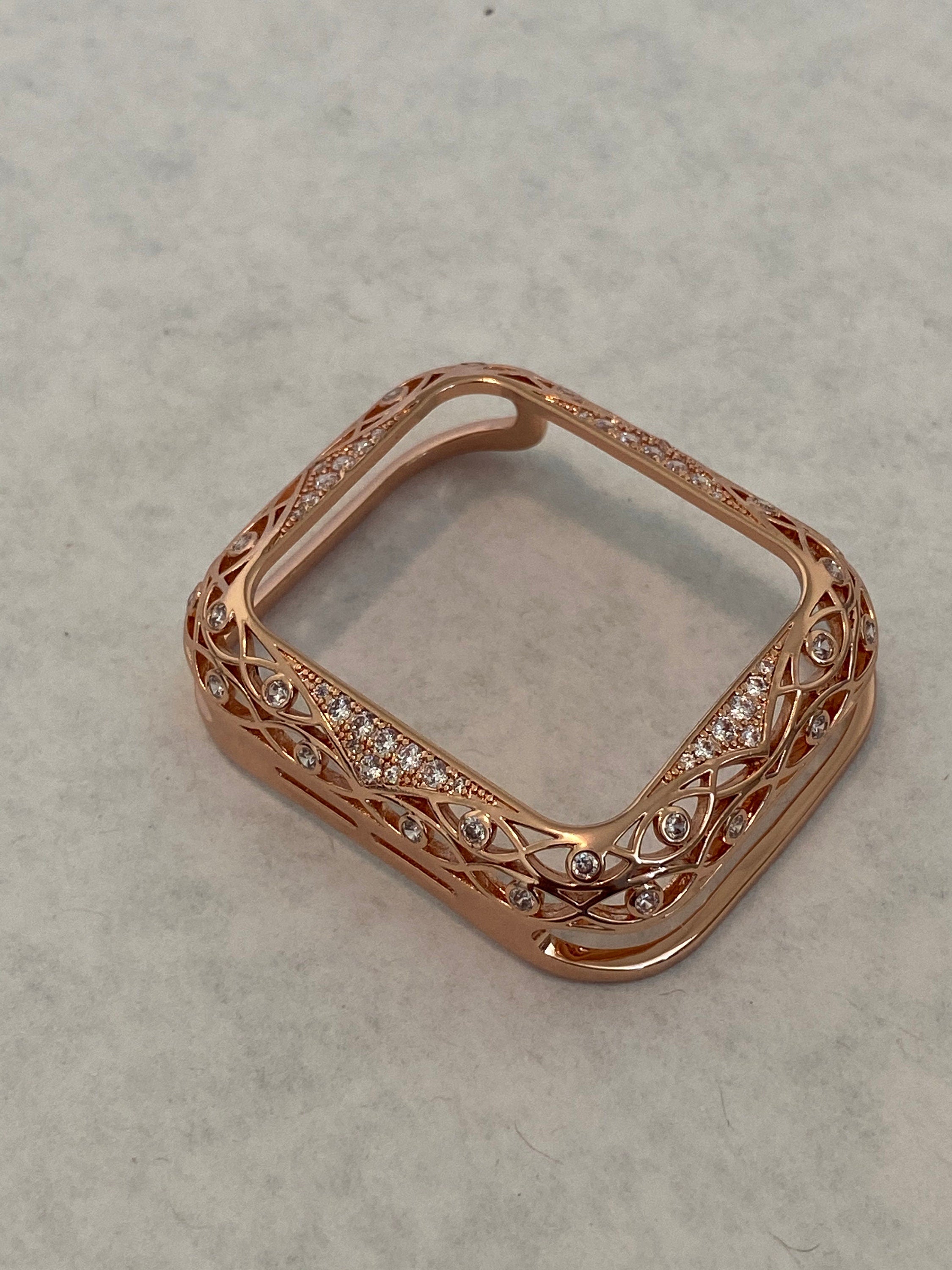 Series 9 41mm 45mm Apple Watch Band Rose Gold Swarovski Crystals & or Apple Watch Cover Lab Diamond Bezel Iphone Watch Case Iwatch Candy