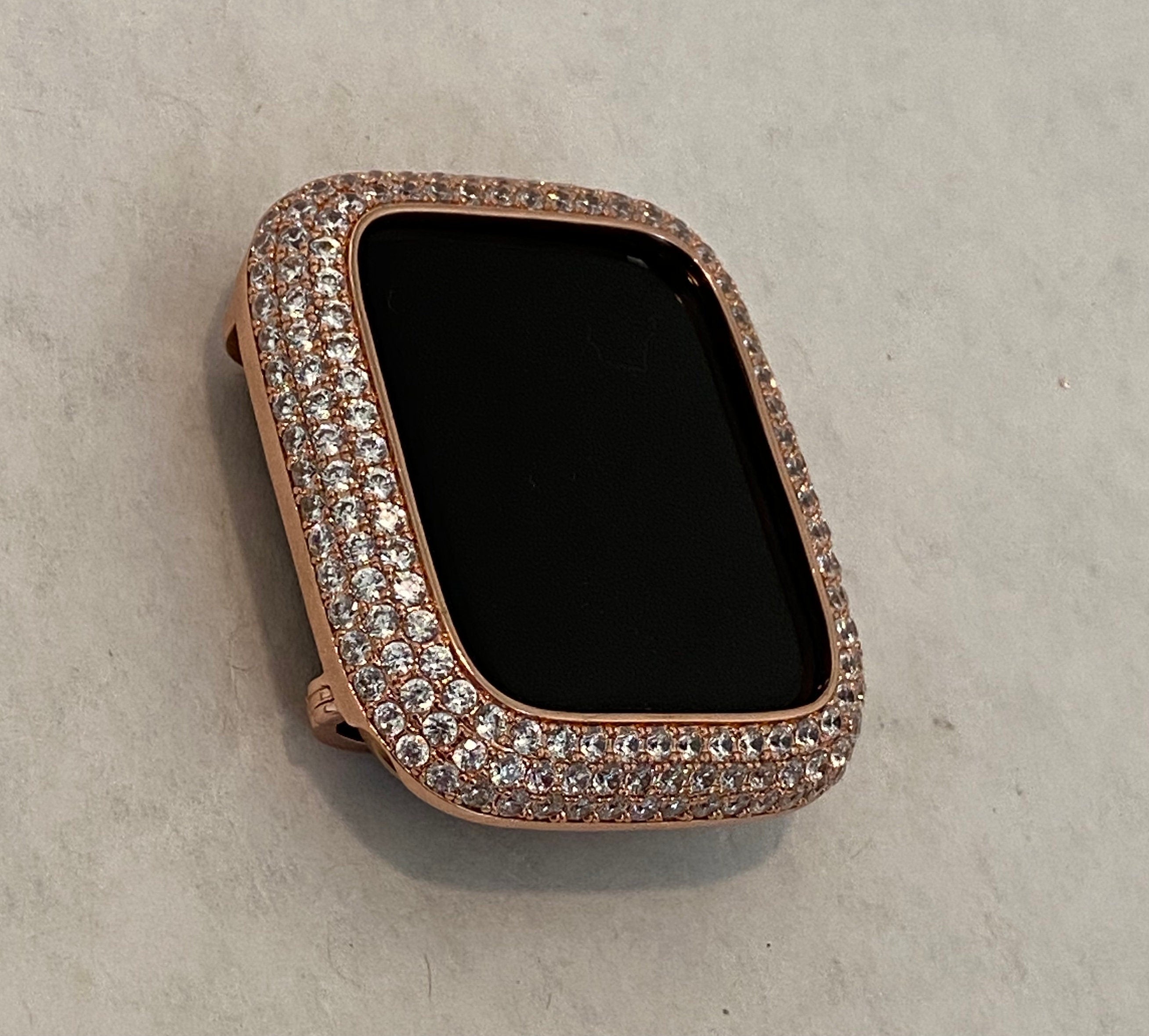 Apple Watch Band Women Rose Gold Swarovski Crystals Series 10 & or Apple Watch Cover Lab Diamond Bezel 38mm 40mm 41mm 42mm 44mm 45mm 46mm