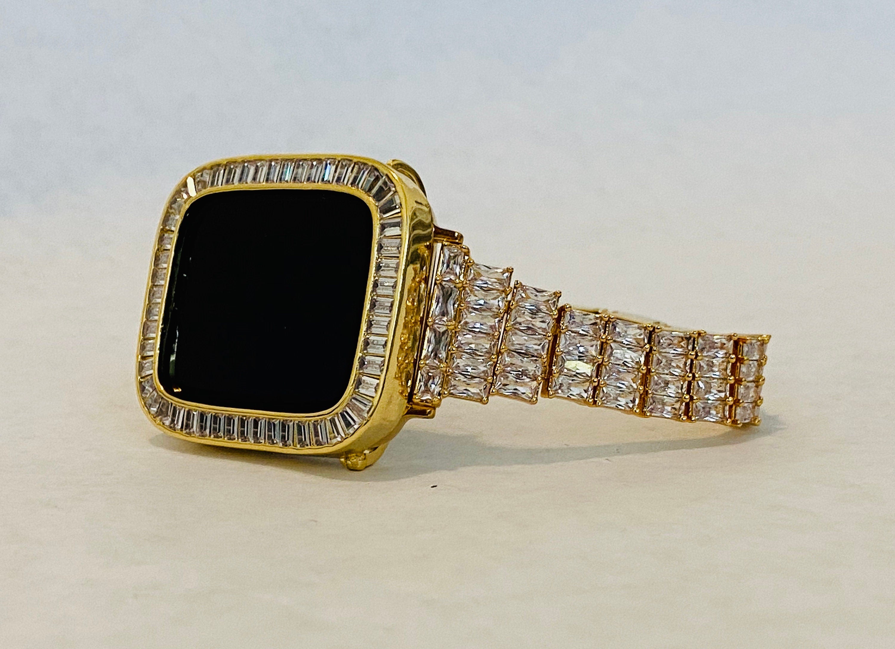Gold Apple Watch Band 40mm Woman Silver & or Lab Diamond Bezel Cover 38mm 42mm 44mm Iwatch Bling Custom Handmade