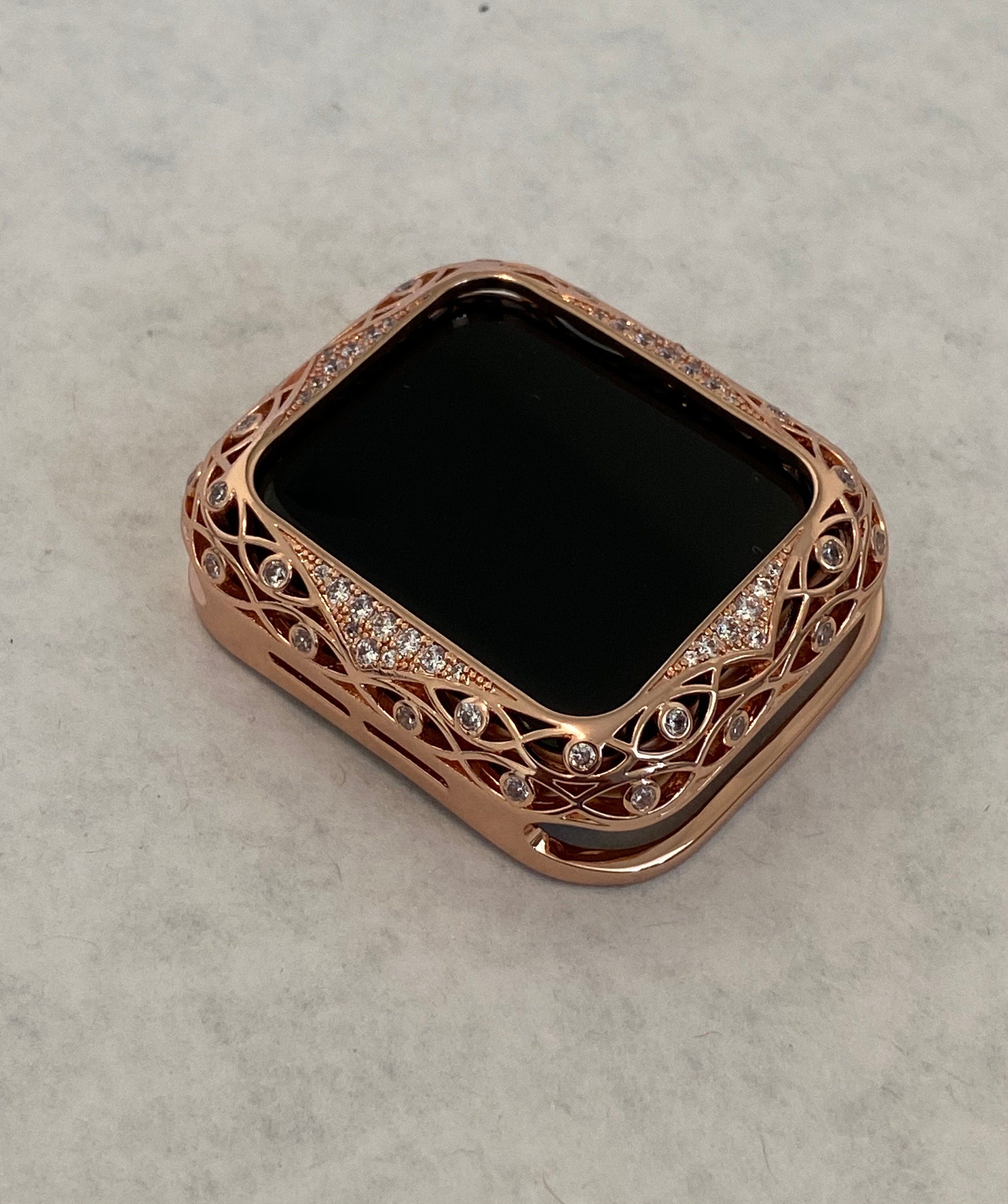 Series 9 41mm 45mm Apple Watch Band Rose Gold Swarovski Crystals & or Apple Watch Cover Lab Diamond Bezel Iphone Watch Case Iwatch Candy