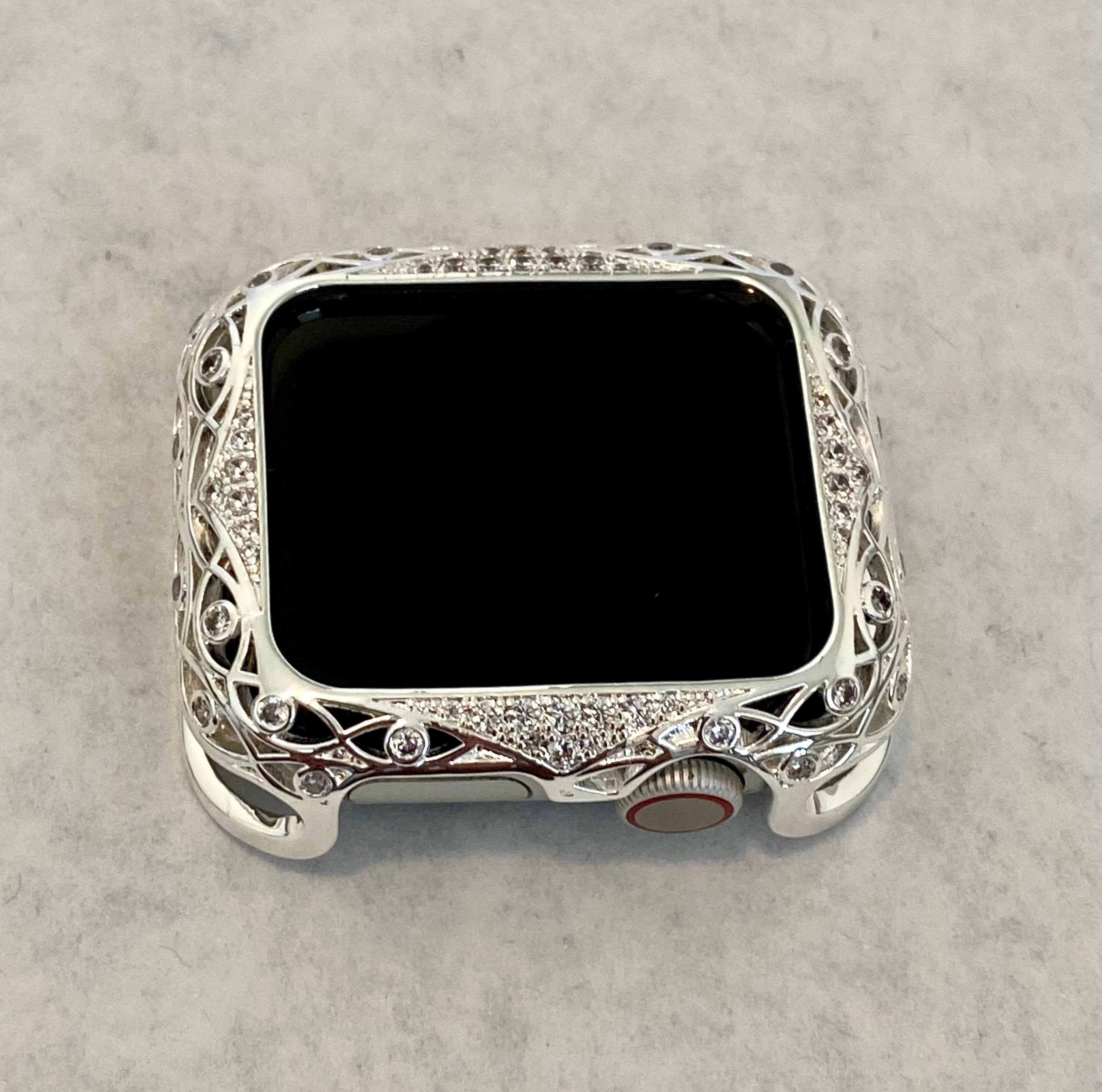Series 2-11 Apple Watch Band Women Silver Swarovski Crystal 38mm-46mm & or Apple Watch Cover Swarovski Crystal Apple Watch Case Bling