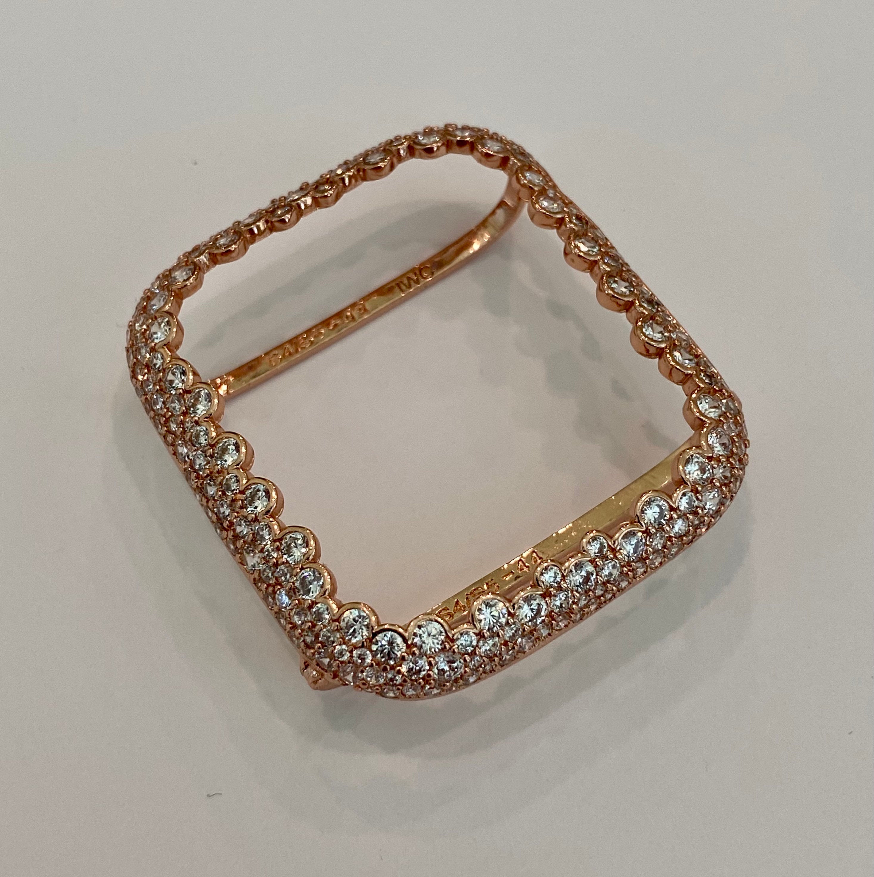 Series 7,8 Apple Watch Case Cover 41mm 45mm Lab Diamond Bezel 38 40 42 44mm in Silver, Rose Gold, Yellow Gold, Black on Black