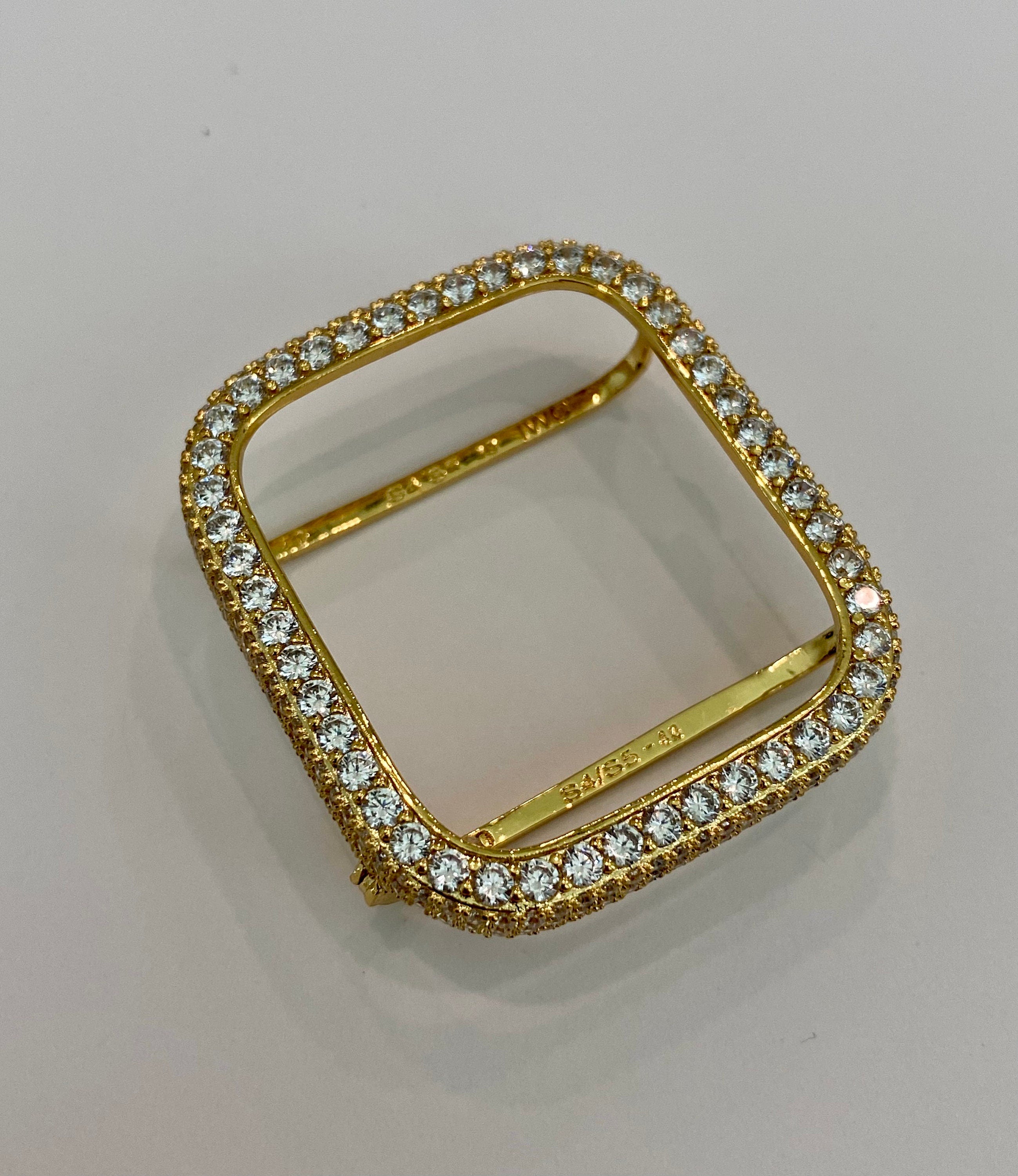 Gold Apple Watch Cover Lab Diamond Bezel Case 42mm 46mm 49mm Ultra Apple Watch Case Bling 38mm 40mm 42mm 44mm Series 2-11