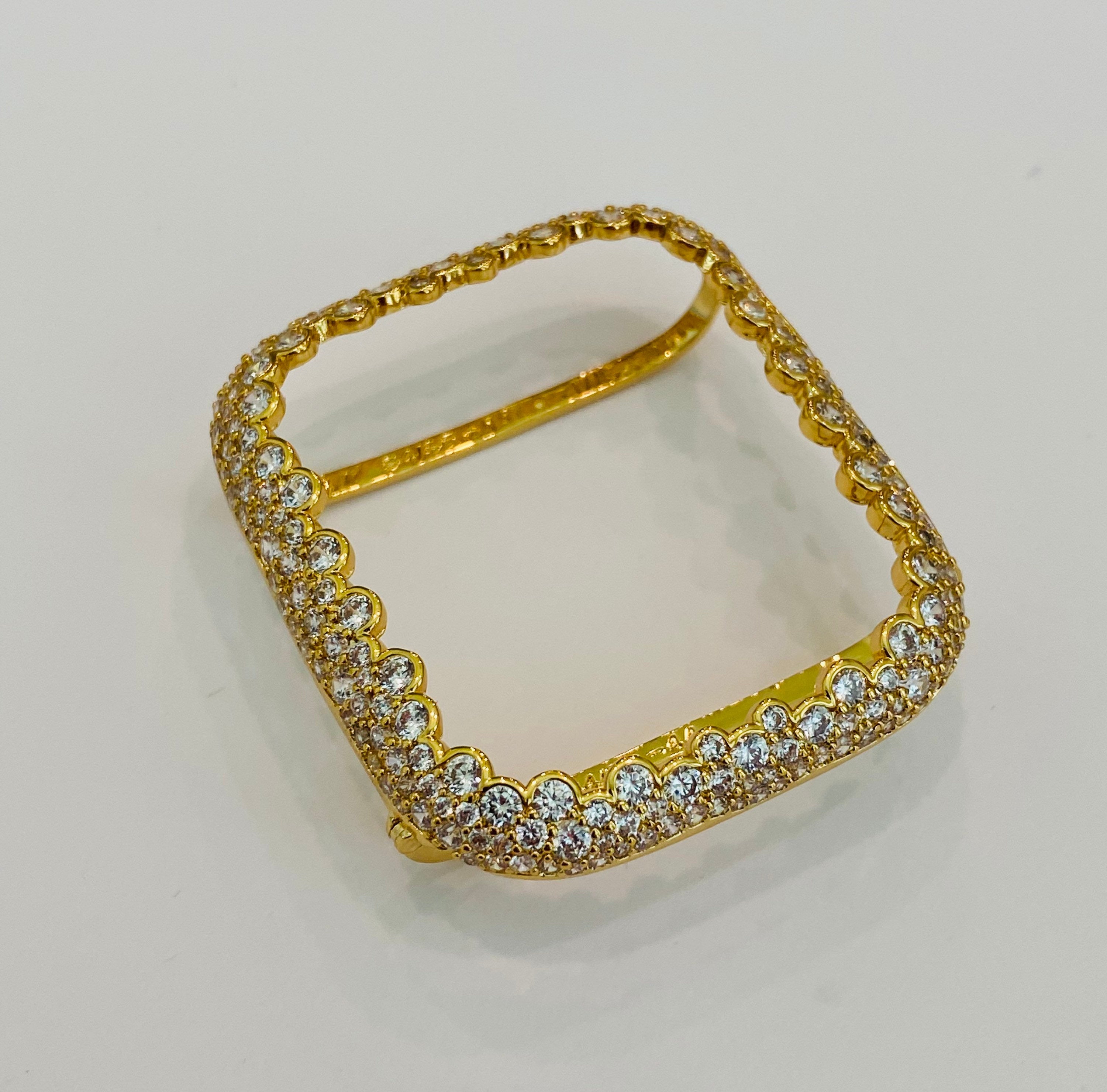 Series 7,8 Apple Watch Case Cover 41mm 45mm Lab Diamond Bezel 38 40 42 44mm in Silver, Rose Gold, Yellow Gold, Black on Black