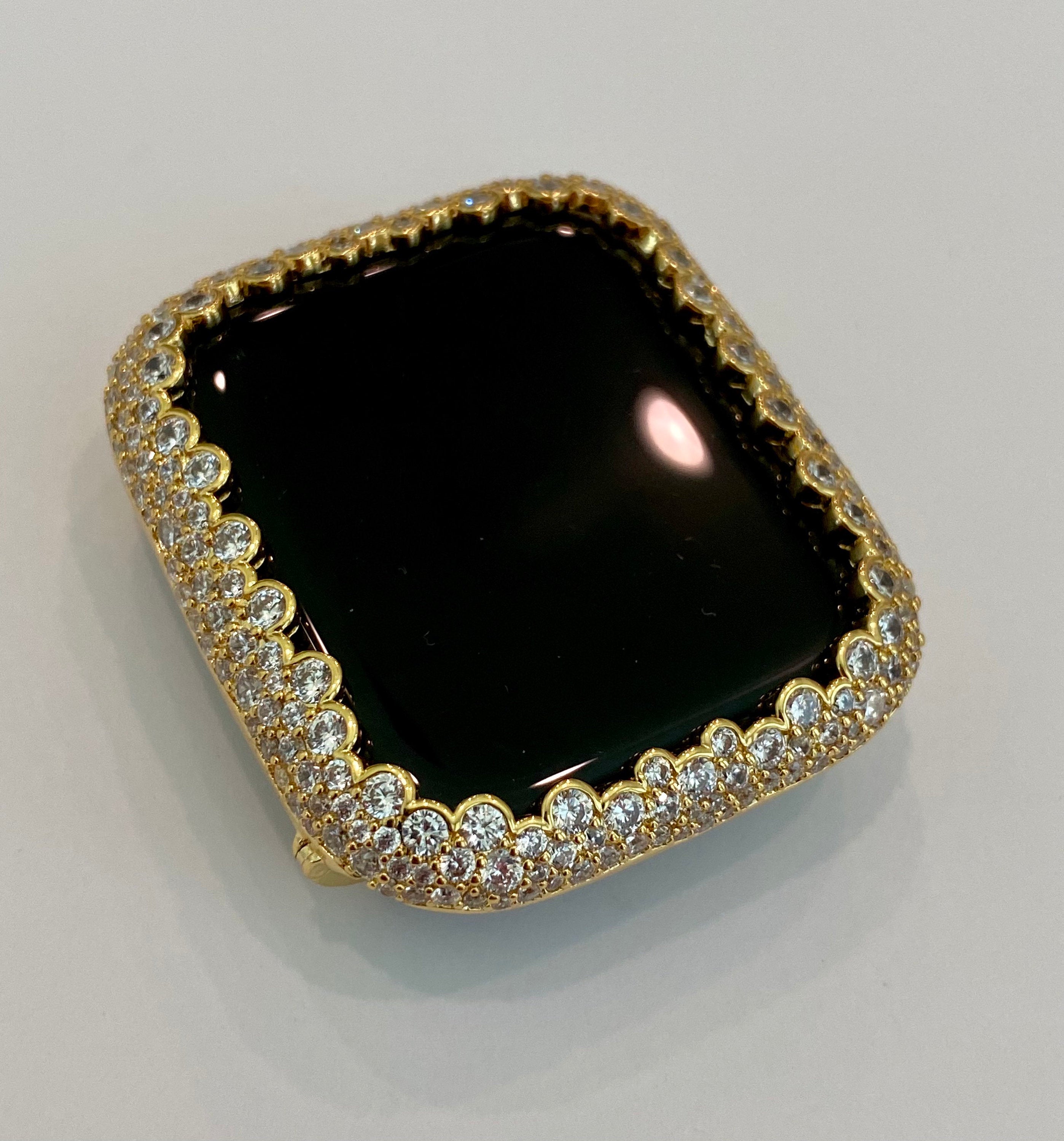 Series 7,8 Apple Watch Case Cover 41mm 45mm Lab Diamond Bezel 38 40 42 44mm in Silver, Rose Gold, Yellow Gold, Black on Black
