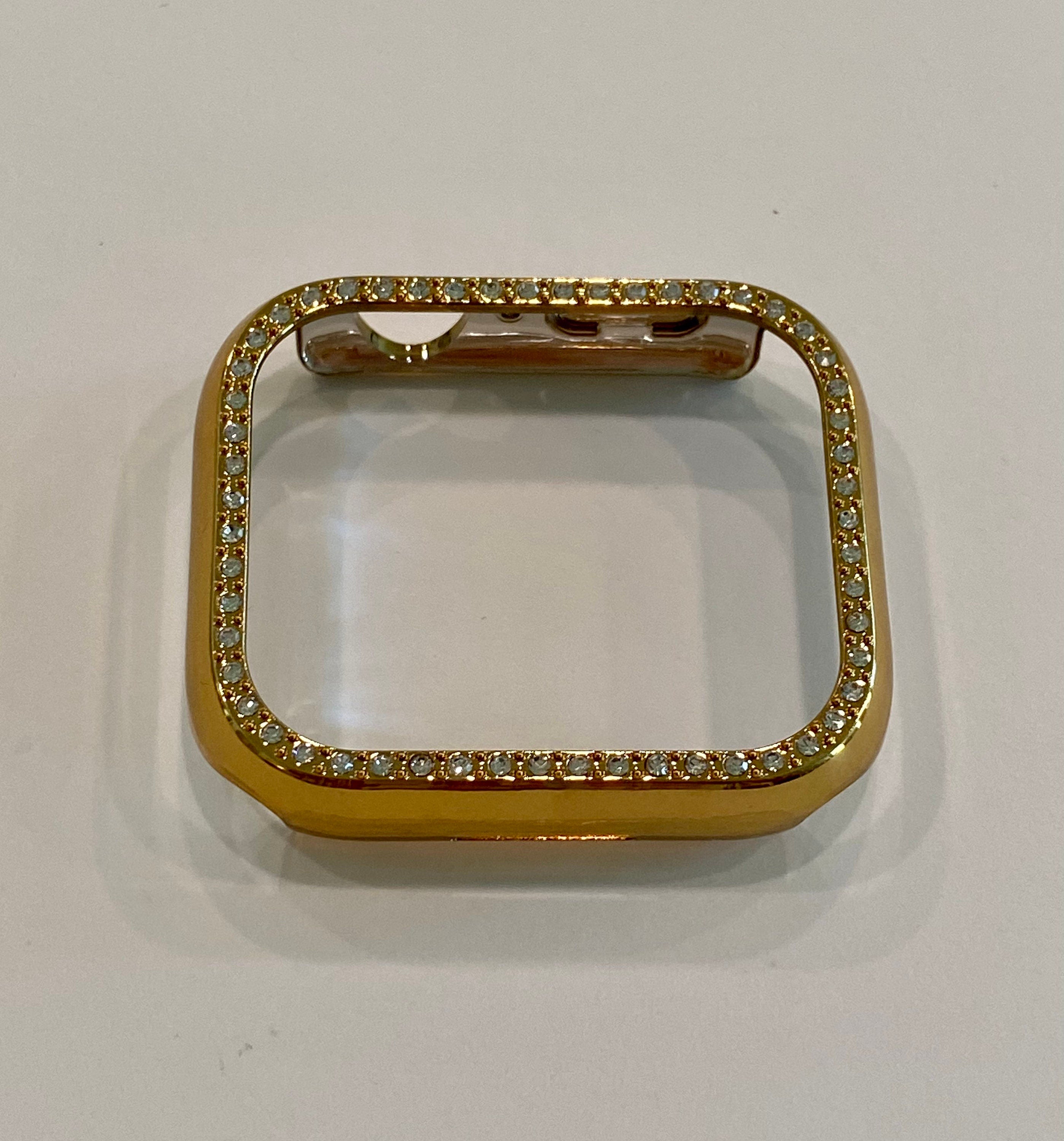 Apple Watch Band 41mm 45mm 49mm Ultra Yellow Gold Crystals & or Crystal Apple Watch Case Cover Bezel Smartwatch Bling