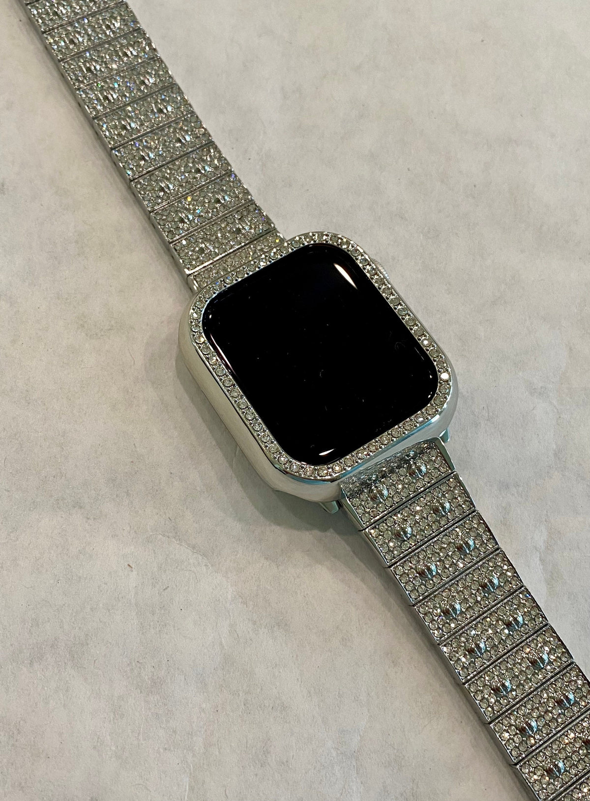 Series 10 Apple Watch Band Silver 41mm 42mm 45mm 49mm Ultra & or Swarovski Crystal Apple Watch Case For Iphone Watch Protective Apple Face