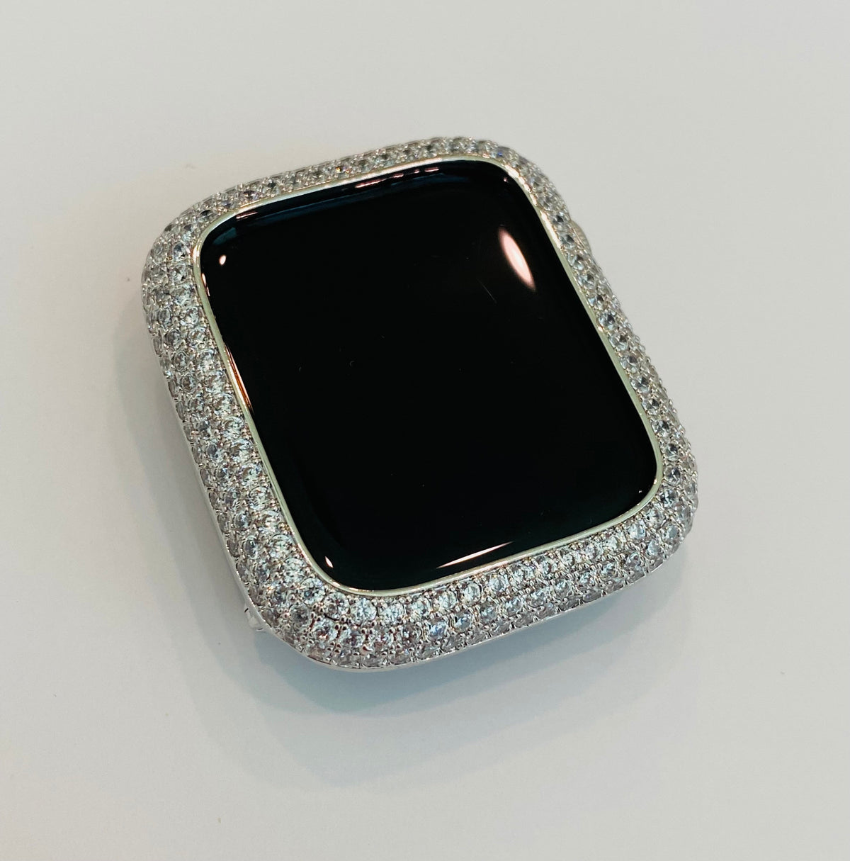 Pave Silver Apple Watch Band Women 38mm-49mm Ultra Swarovski Crystal & or Apple Watch Cover Lab Diamond Bezel Apple Watch Case Series 2-12