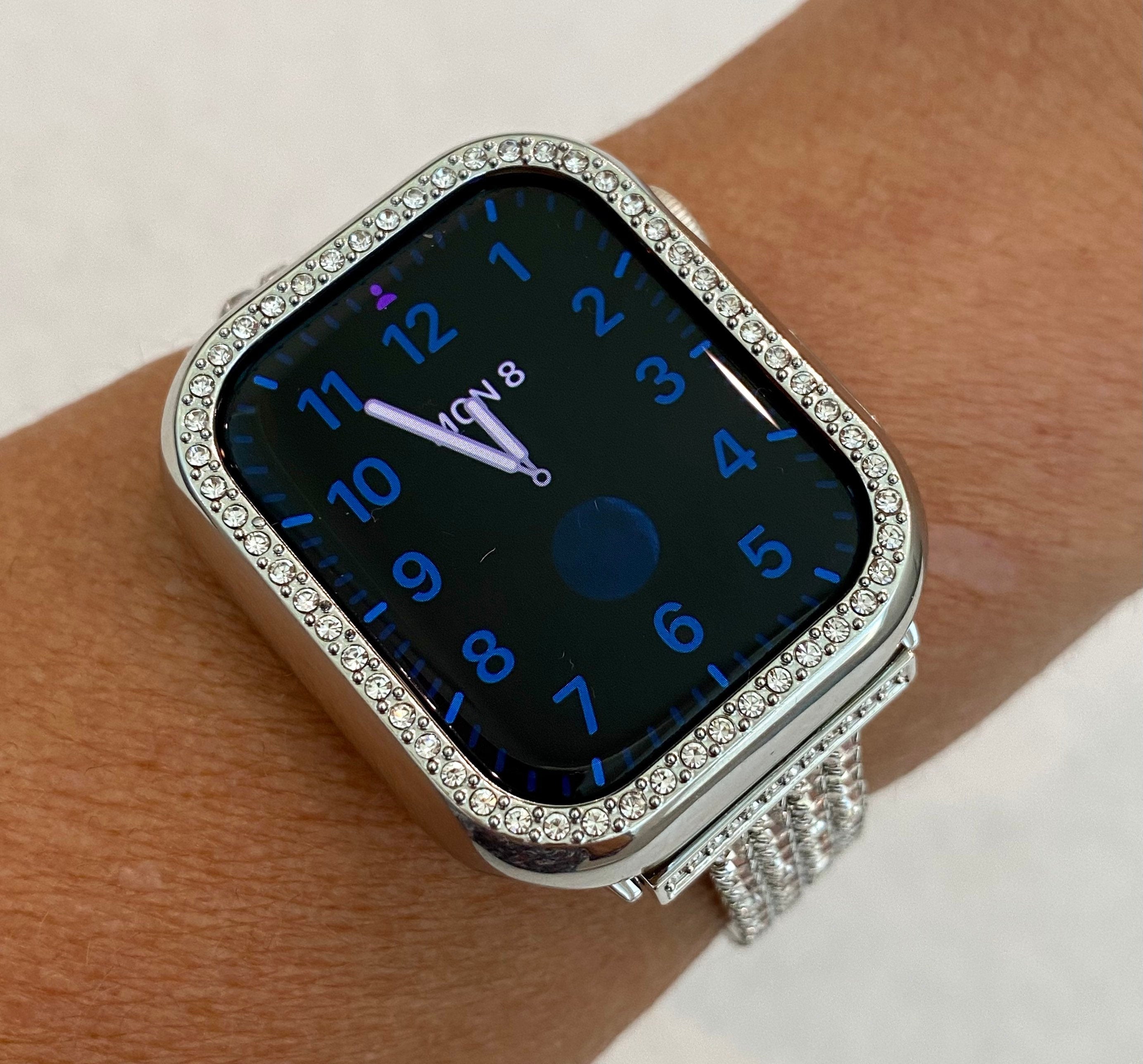 Silver Apple Watch Band Swarovski Crystal Bracelet & or Apple Watch Cover for Iphone Watch Rhinestone 41mm 42mm 45mm 46mm 49mm Series 10