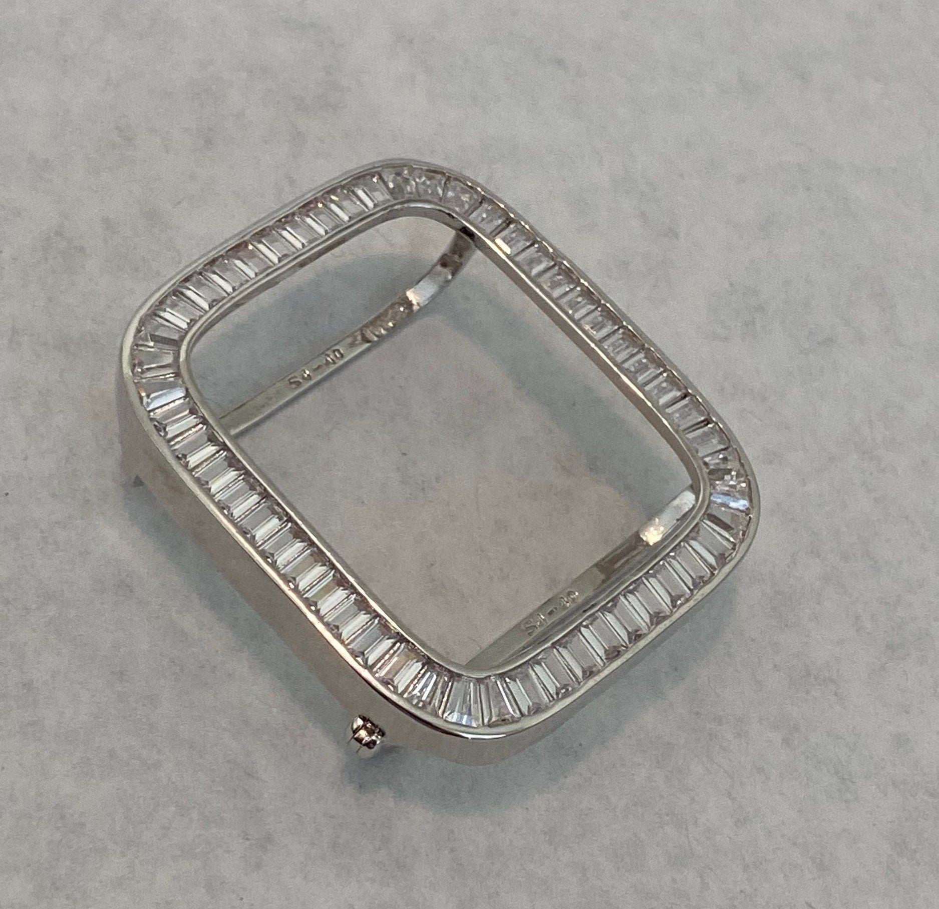 Silver Apple Watch Band Womens Swarovski Crystal & or Apple Watch Case Lab Diamond Baguettes Iphone Watch Cover Iwatch Candy Bling 38mm-45mm