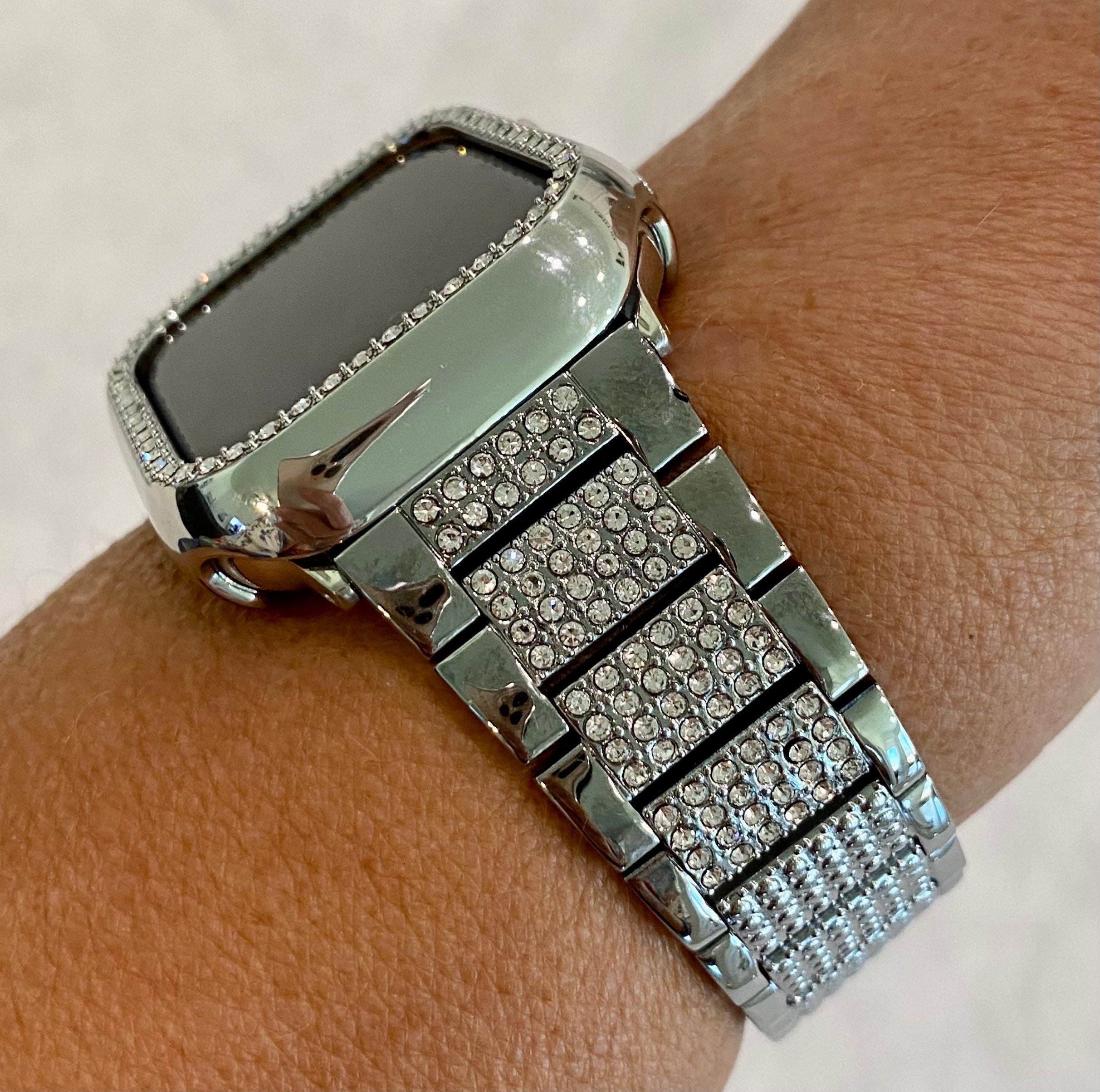 Series 10 Apple Watch Band 42mm 46mm Swarovski Crystals & or Apple Watch Case for Iphone Watch 41mm 45mm 49mm Ultra Iwatch Cover Bling