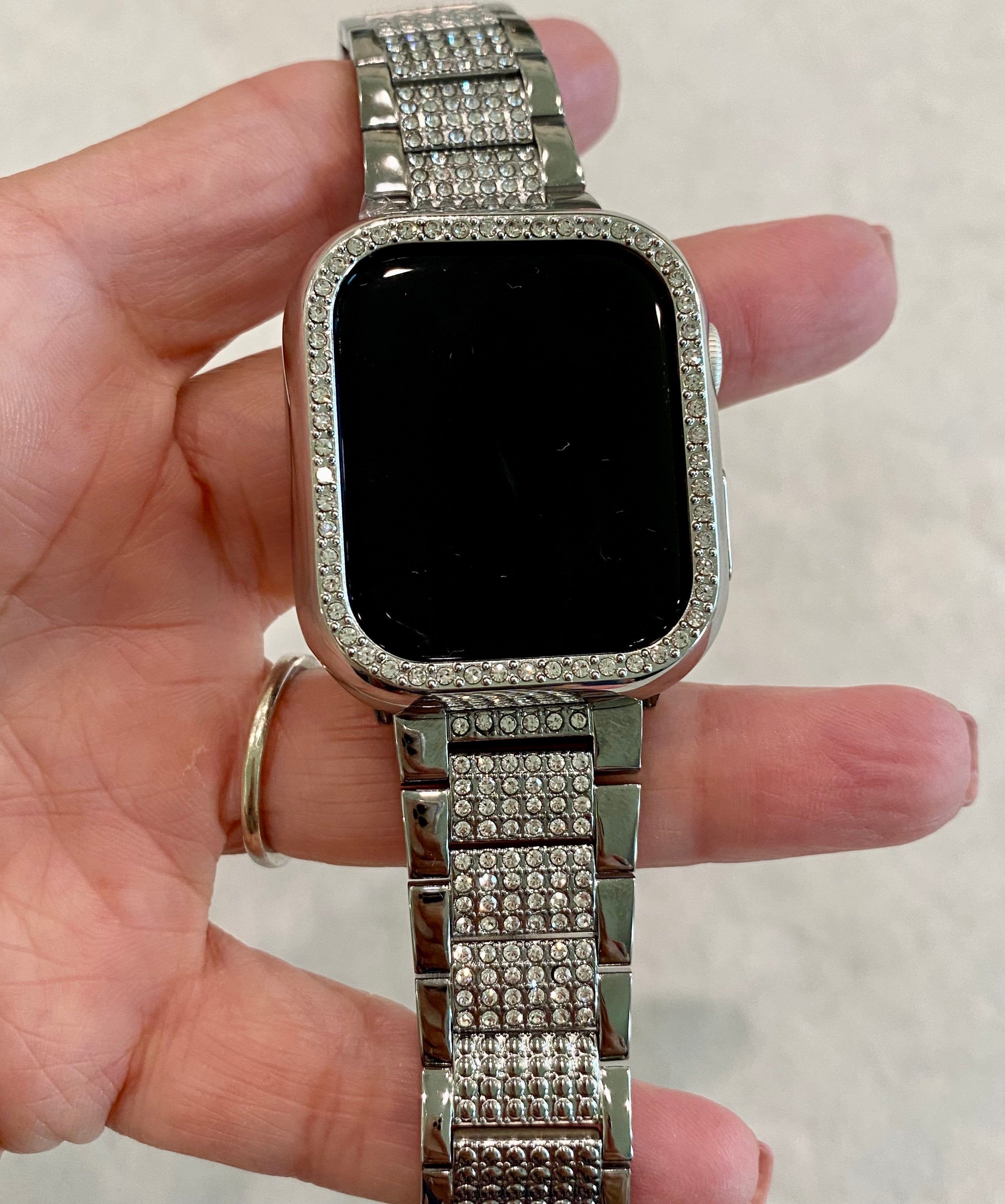 Series 10 Apple Watch Band 42mm 46mm Swarovski Crystals & or Apple Watch Case for Iphone Watch 41mm 45mm 49mm Ultra Iwatch Cover Bling