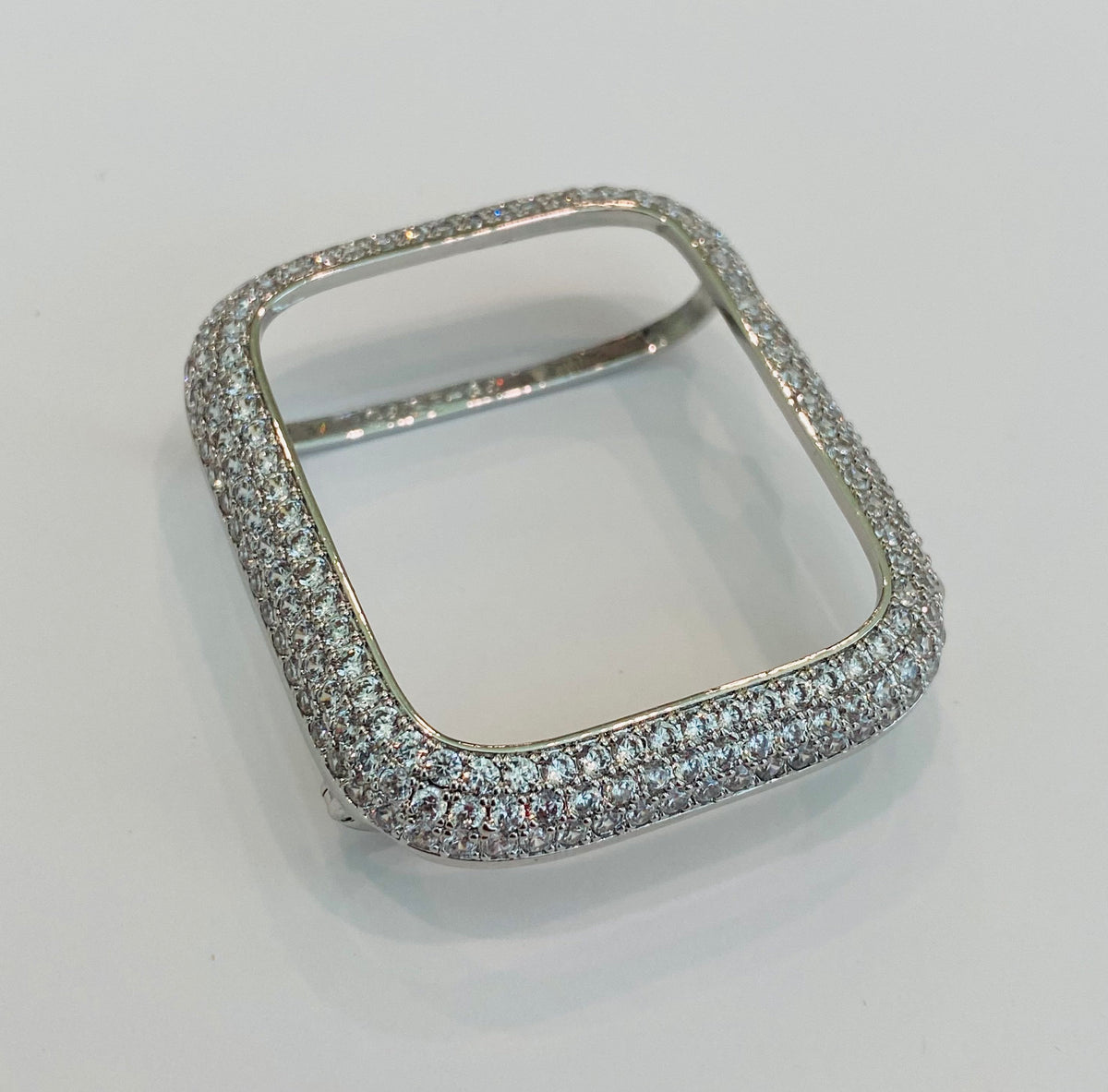 Apple Watch Band White Gold 38mm 40mm 41mm 42mm 44mm 45mm 46mm 49mm Ultra Swarovski Crystal & or Silver Apple Watch Case Lab Diamond Bezel