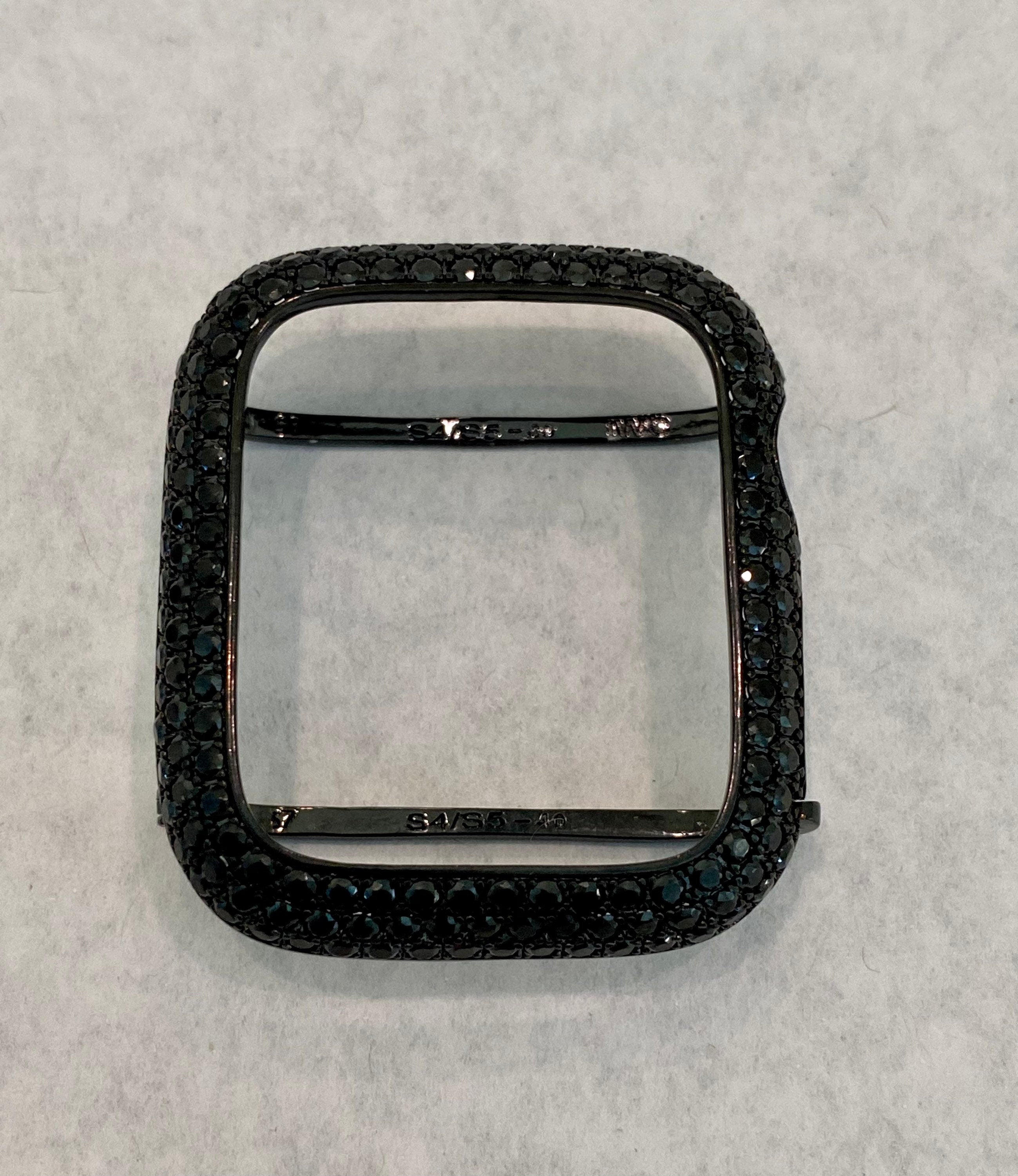 Apple Watch Band 41mm 45mm 49mm Ultra Black Stainless Steel & or Lab Diamond Bezel Cover for Smartwatch Bumper Series 1-11