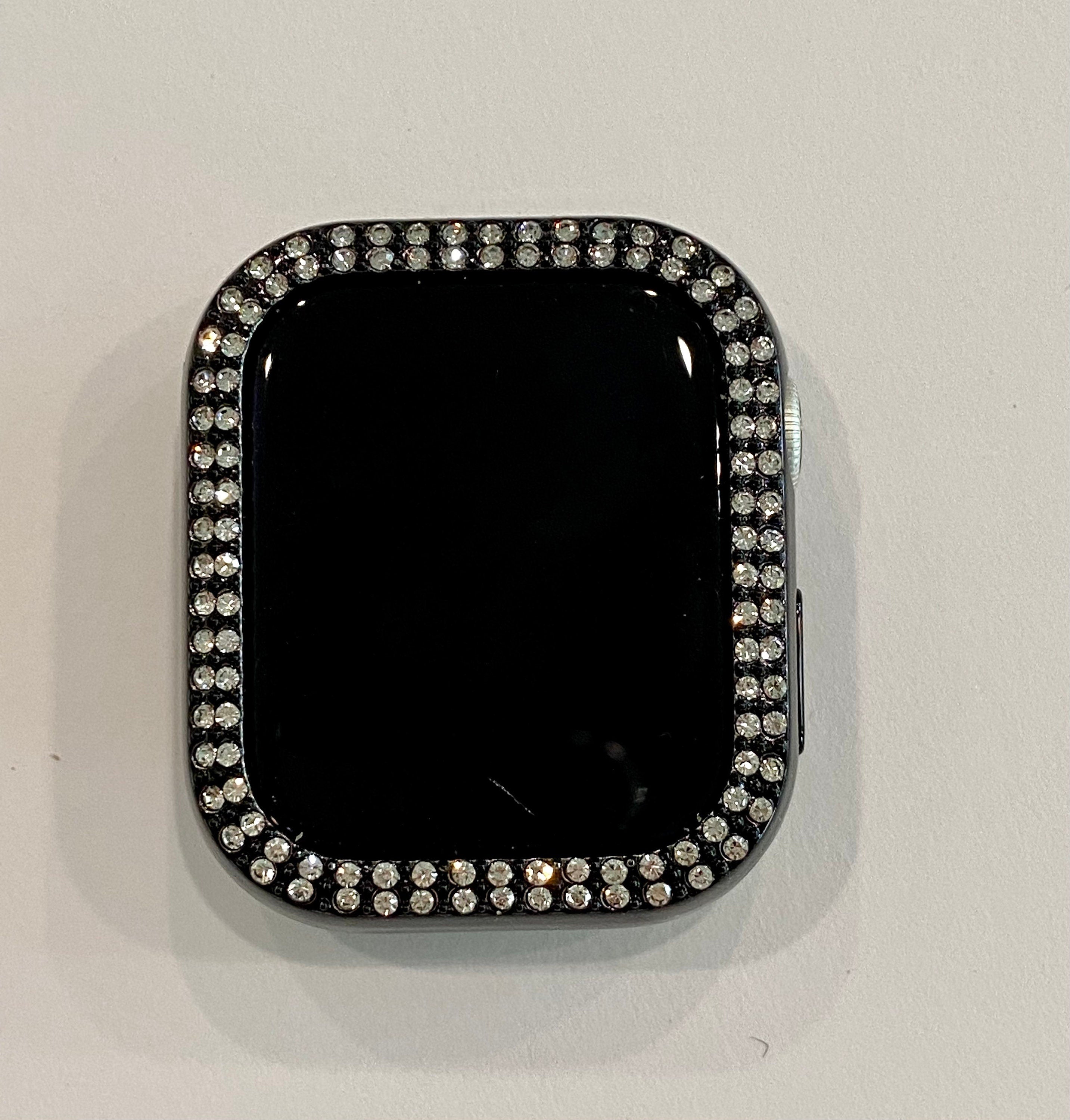 Series 10-11 Black Apple Watch Cover Swarovski Crystals for Iphone Watch Protective Apple Watch Face 38mm-49mm Iwatch Case Bling