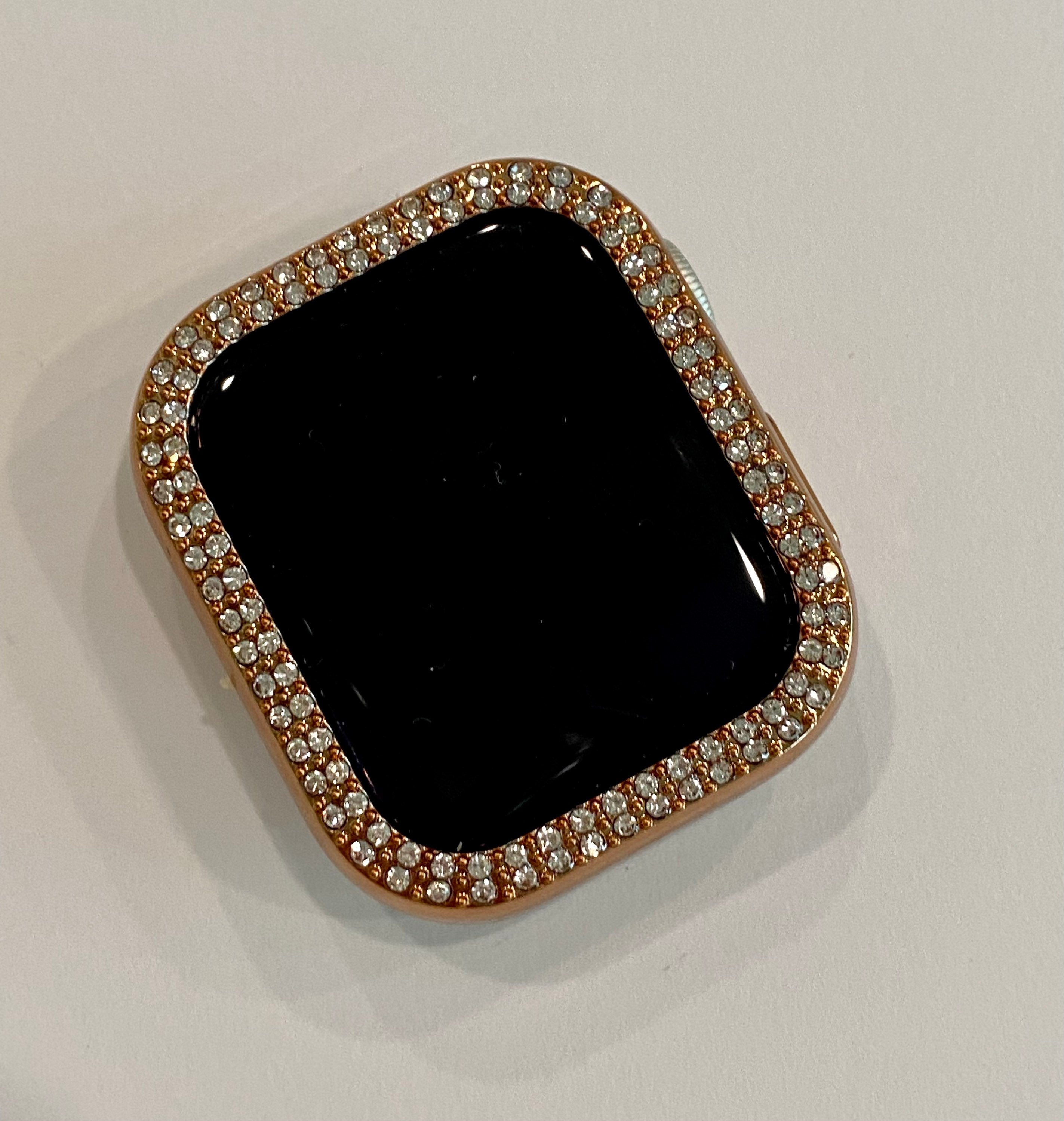 Series 11 Apple Watch Cover Bezel Rose Gold 42mm 46mm Swarovski Crystals Iphone Watch Case Protective Iwatch Bumper 38mm-49mm Ultra