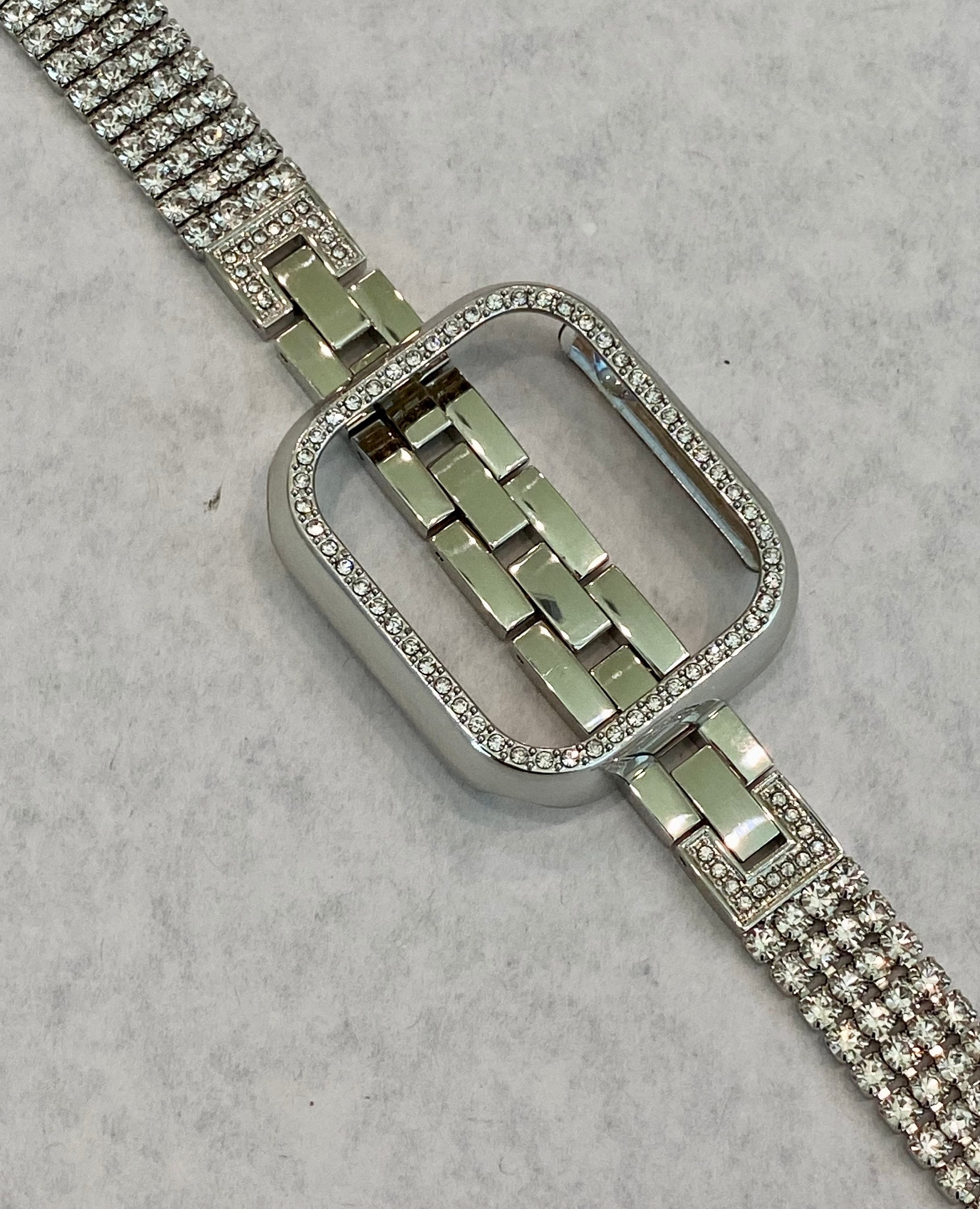 Silver Apple Watch Band Swarovski Crystal Bracelet & or Apple Watch Cover for Iphone Watch Rhinestone 41mm 42mm 45mm 46mm 49mm Series 10