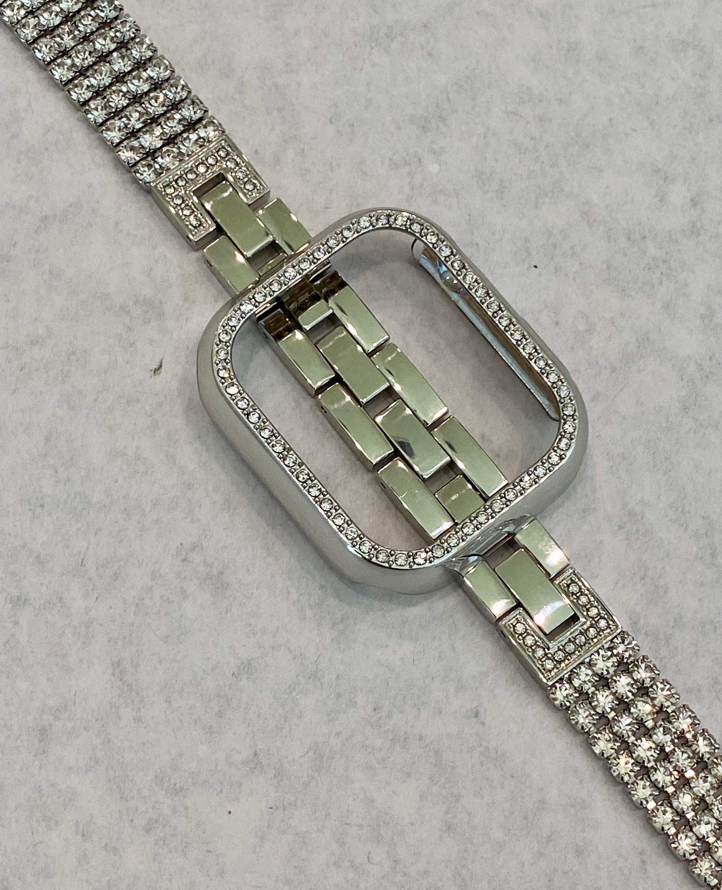 Silver Apple Watch Band Swarovski Crystal Bracelet & or Apple Watch Cover for Iphone Watch Rhinestone 41mm 42mm 45mm 46mm 49mm Series 10