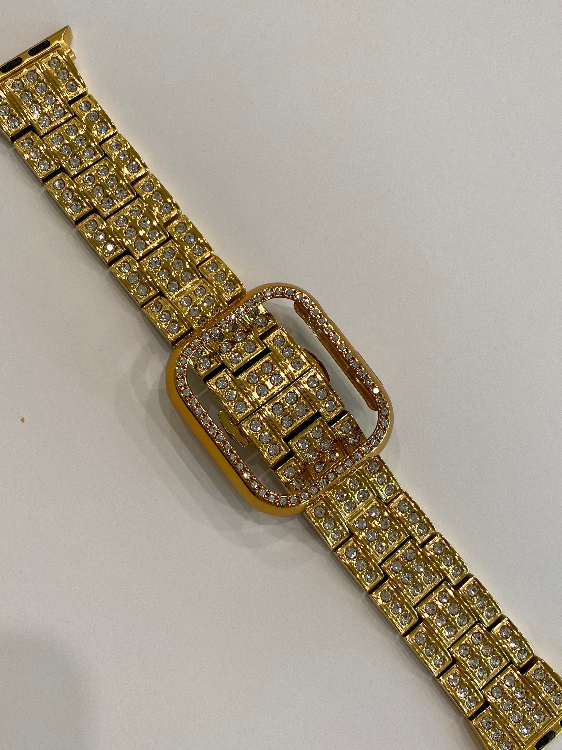 Series 10 Apple Watch Band Stainless Steel Swarovski Crystals & or Apple Watch Cover Protective Iphone Watch Case 42mm 46mm 49mm Ultra