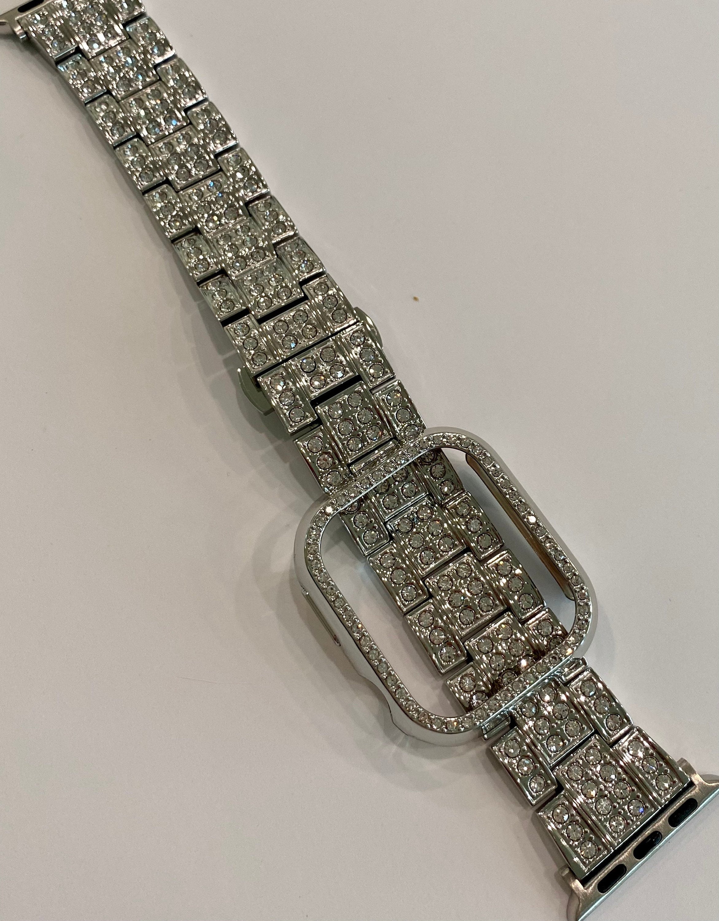 Series 10 Apple Watch Band Stainless Steel Swarovski Crystals & or Apple Watch Cover Protective Iphone Watch Case 42mm 46mm 49mm Ultra