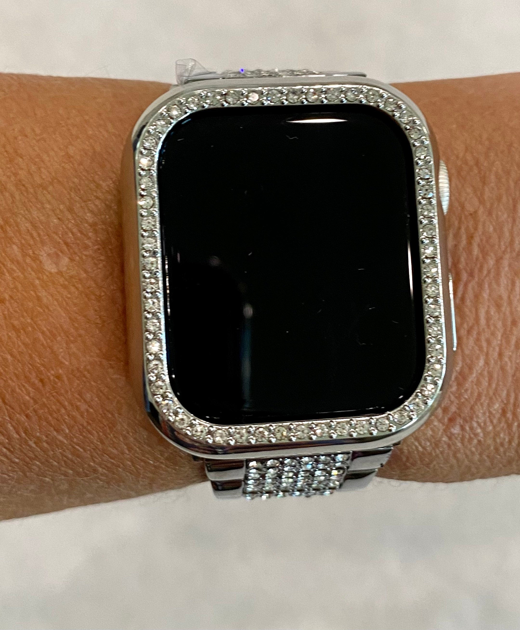 Series 10 Apple Watch Band 42mm 46mm Swarovski Crystals & or Apple Watch Case for Iphone Watch 41mm 45mm 49mm Ultra Iwatch Cover Bling