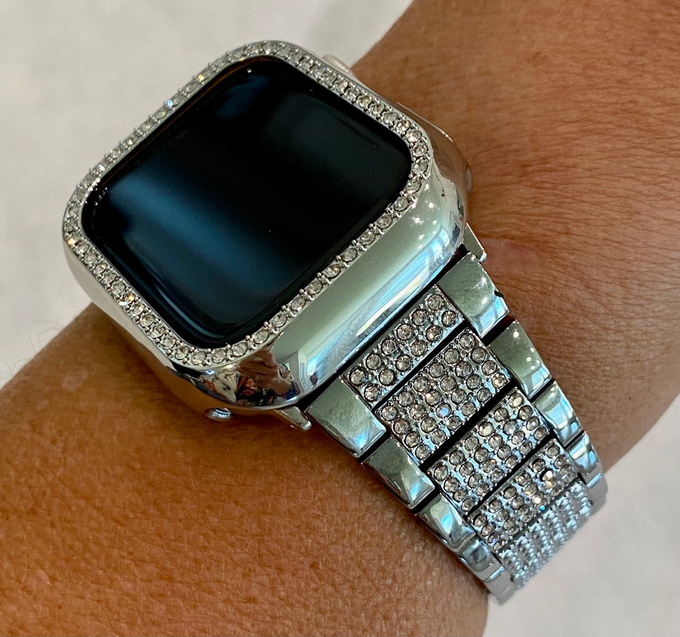Series 10 Apple Watch Band 42mm 46mm Swarovski Crystals & or Apple Watch Case for Iphone Watch 41mm 45mm 49mm Ultra Iwatch Cover Bling