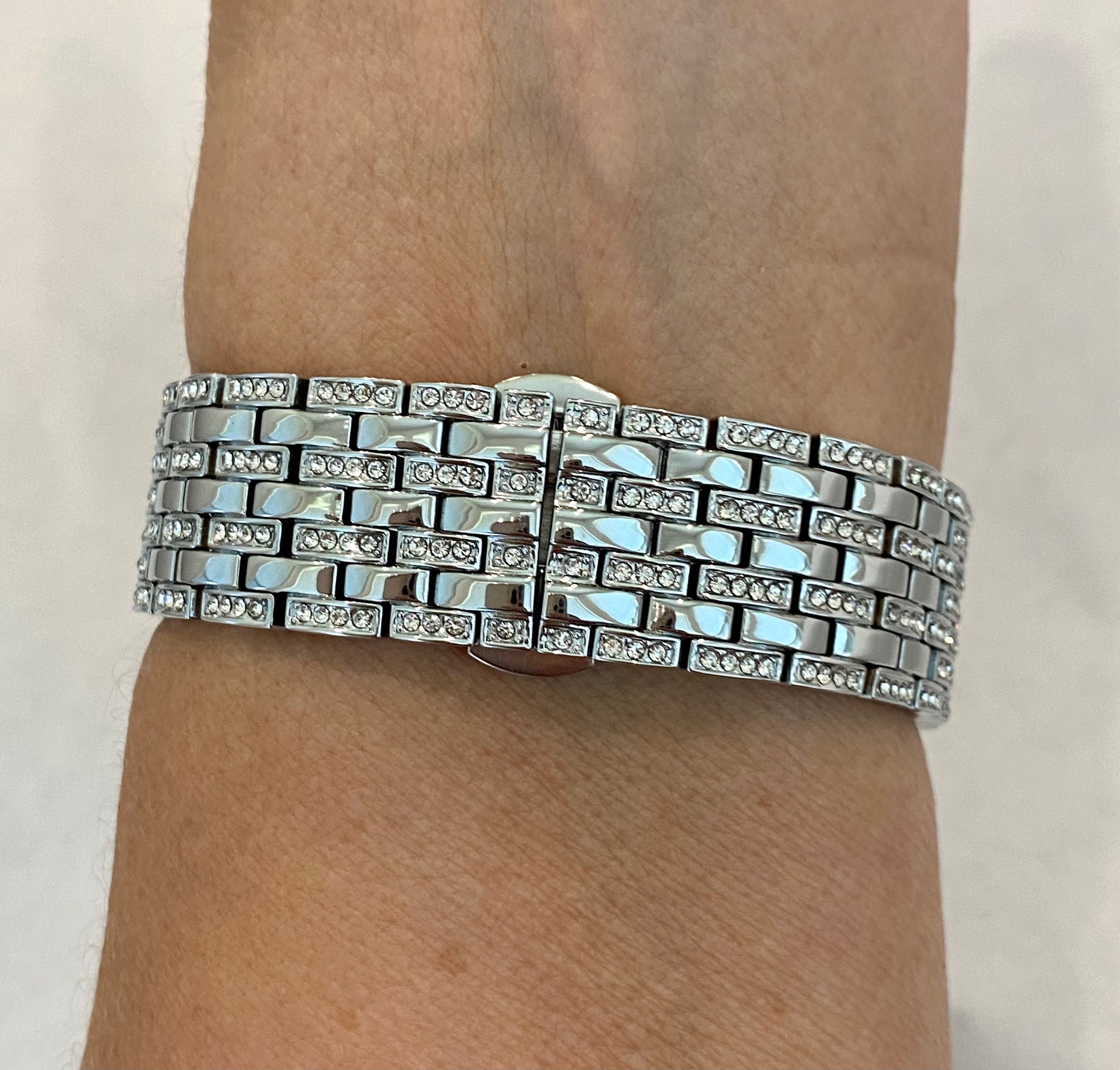 Series 11 Apple Watch Band Silver Stainless Steel Swarovski Crystals & or Apple Watch Cover Protective Apple Watch Bezel 38mm-49mm