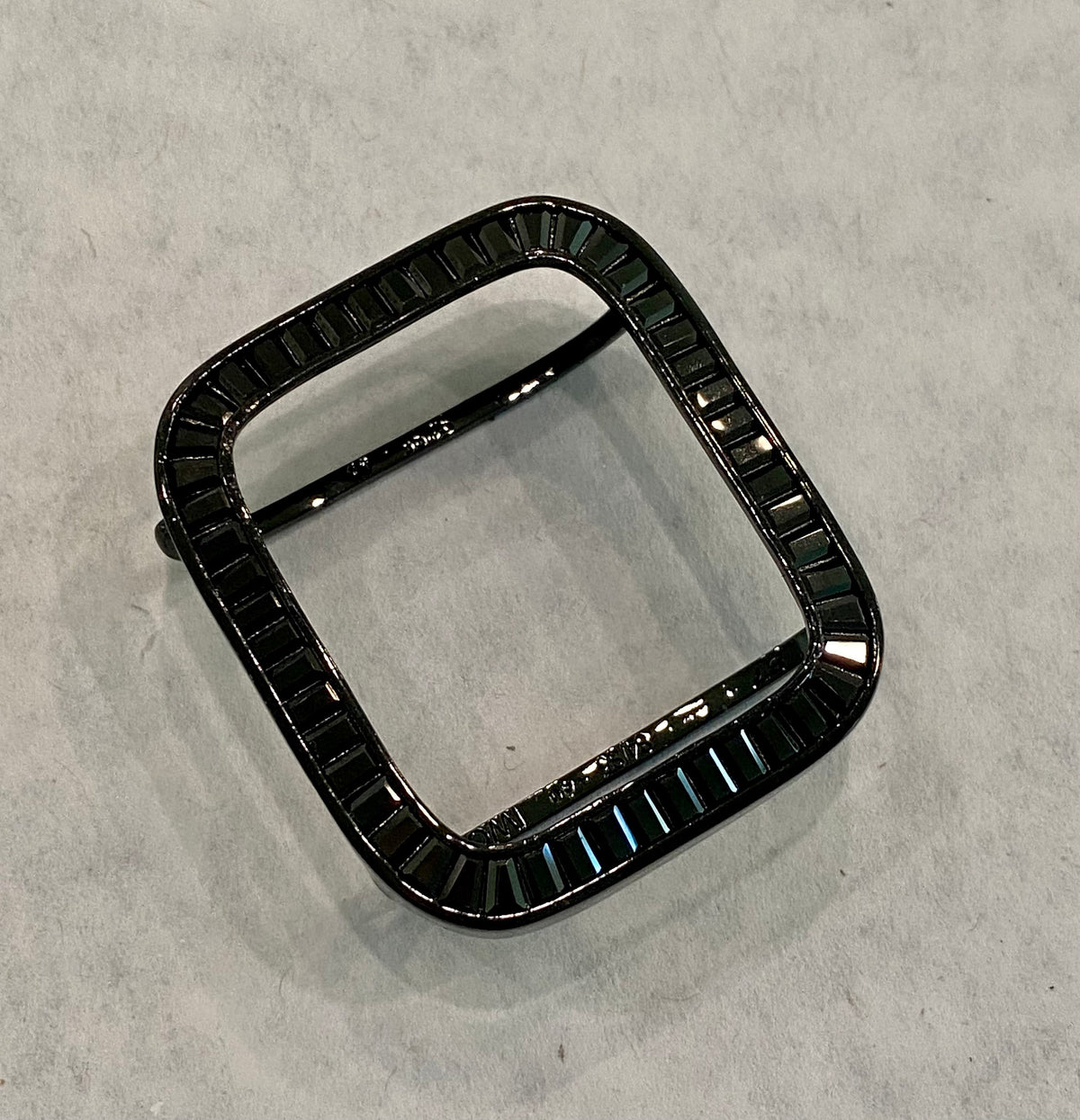 Series 2-11 Black Apple Watch Band Stainless Steel & or Lab Diamond Bezel Baguettes 38mm-46mm Smartwatch Bumper Bling