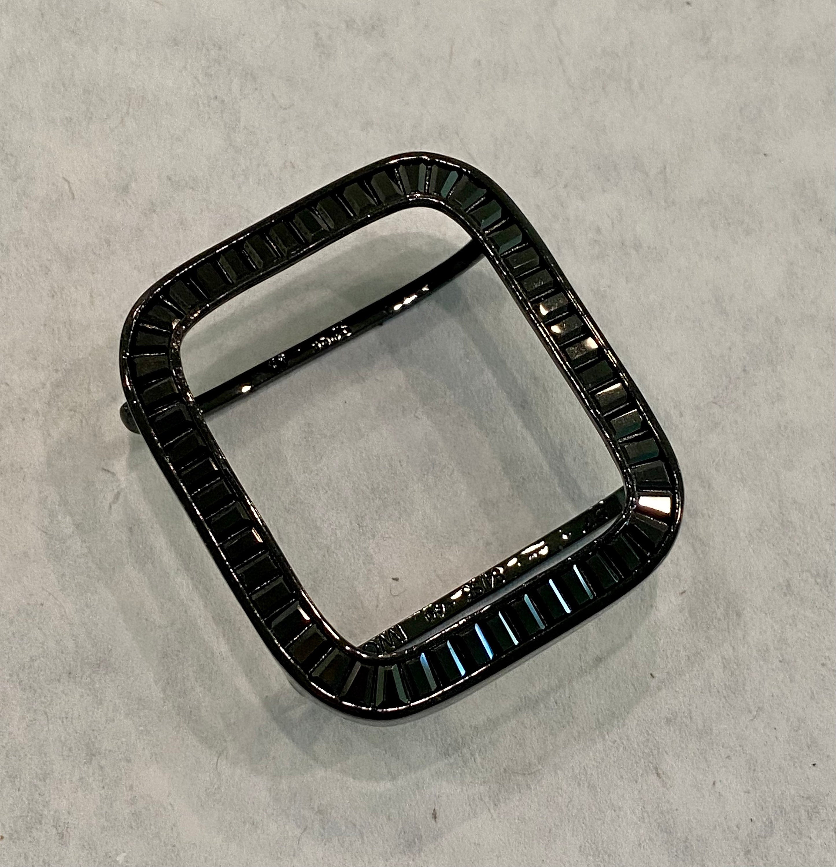 Series 1-9 Black Apple Watch Band Stainless Steel & or Lab Diamond Bezel Baguettes 38mm 40mm 41mm 42mm 44mm 45mm Smartwatch Bumper Bling