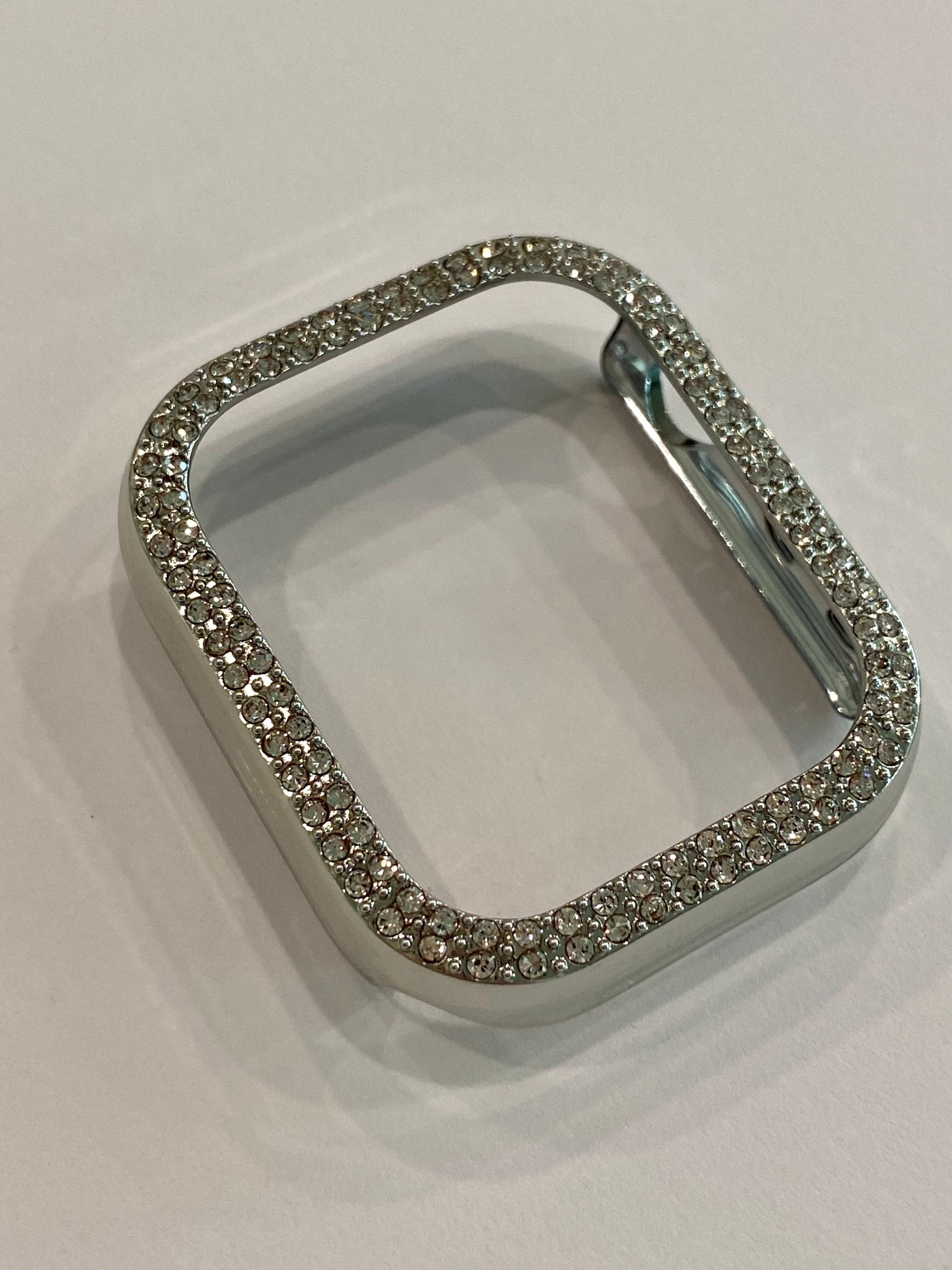 Apple Watch Case Swarovski Crystals Silver Iwatch Bumper Apple Watch Cover Bling 38mm-49mm Bling Iphone Watch Series 2-11