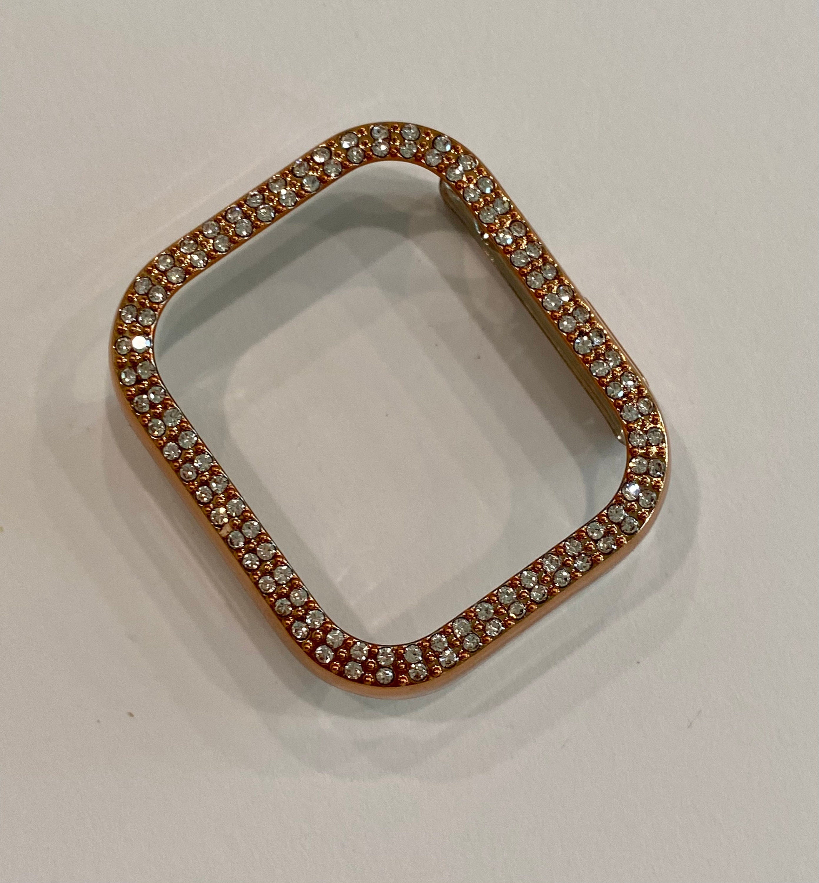 Series 2-9 Apple Watch Cover Rose Gold Rhinestone Crystal Apple Watch Case Bumper Faceplate 38mm-49mm Ultra Iwatch Candy Bling