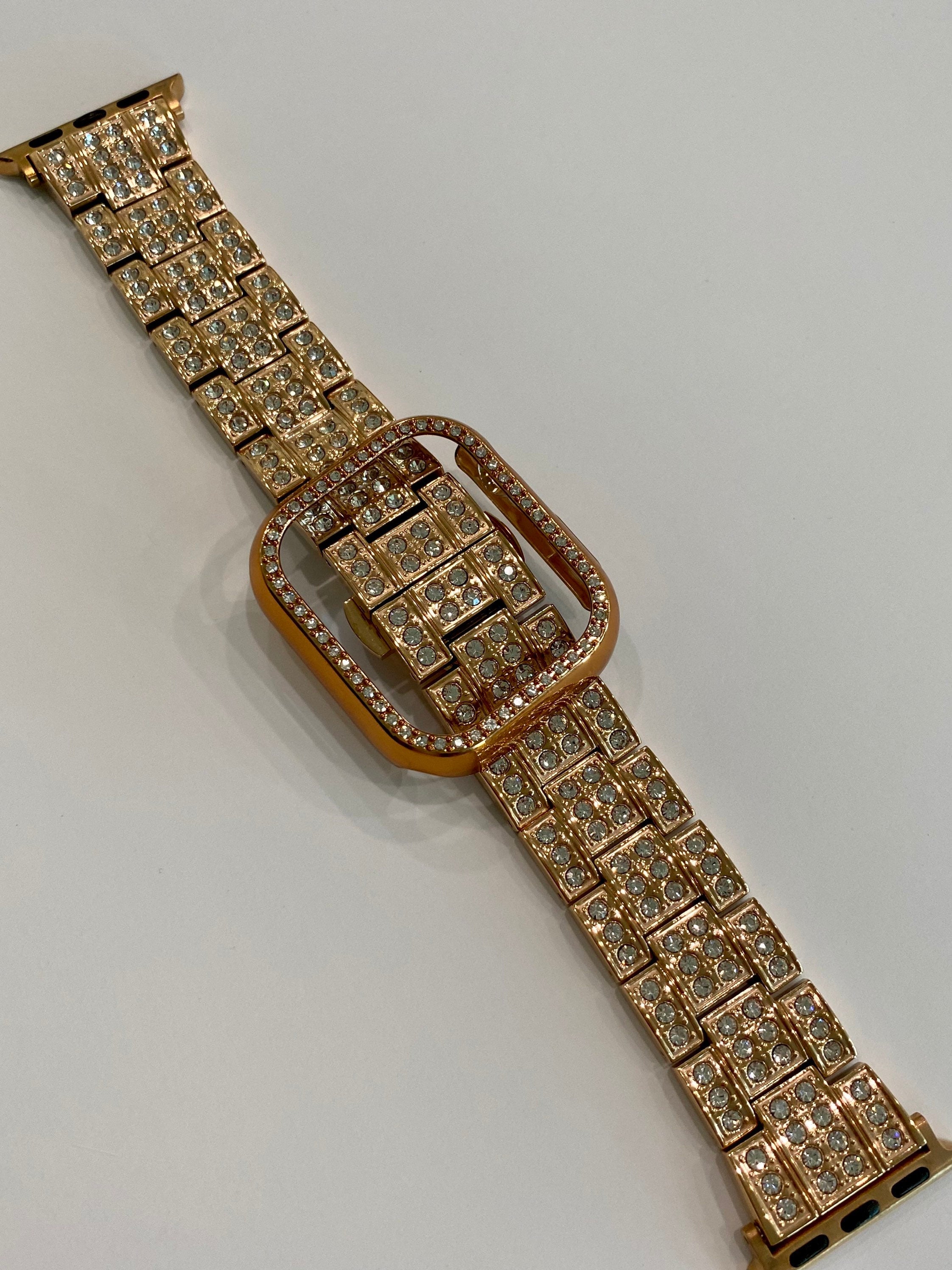Series 10 Apple Watch Band Stainless Steel Swarovski Crystals & or Apple Watch Cover Protective Iphone Watch Case 42mm 46mm 49mm Ultra