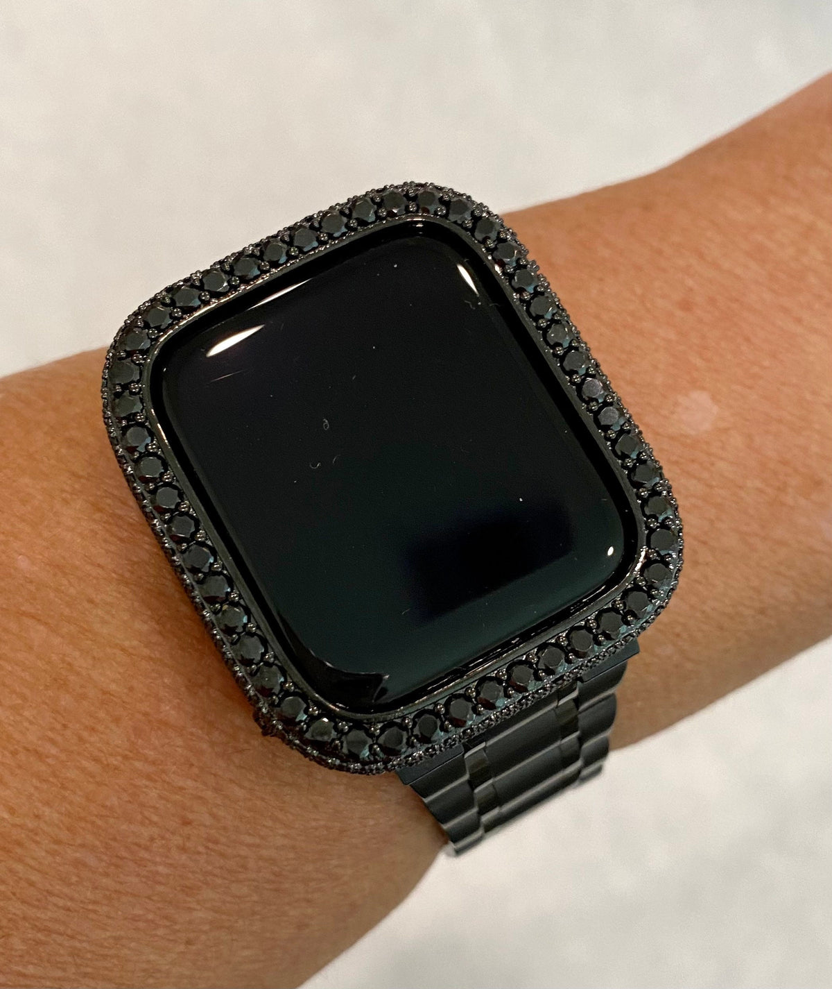 41mm 45mm Apple Watch Band 49mm Ultra Stainless Steel & or Black on Black Apple Watch Cover Lab Diamond Bezel Case Iwatch Candy Series 11